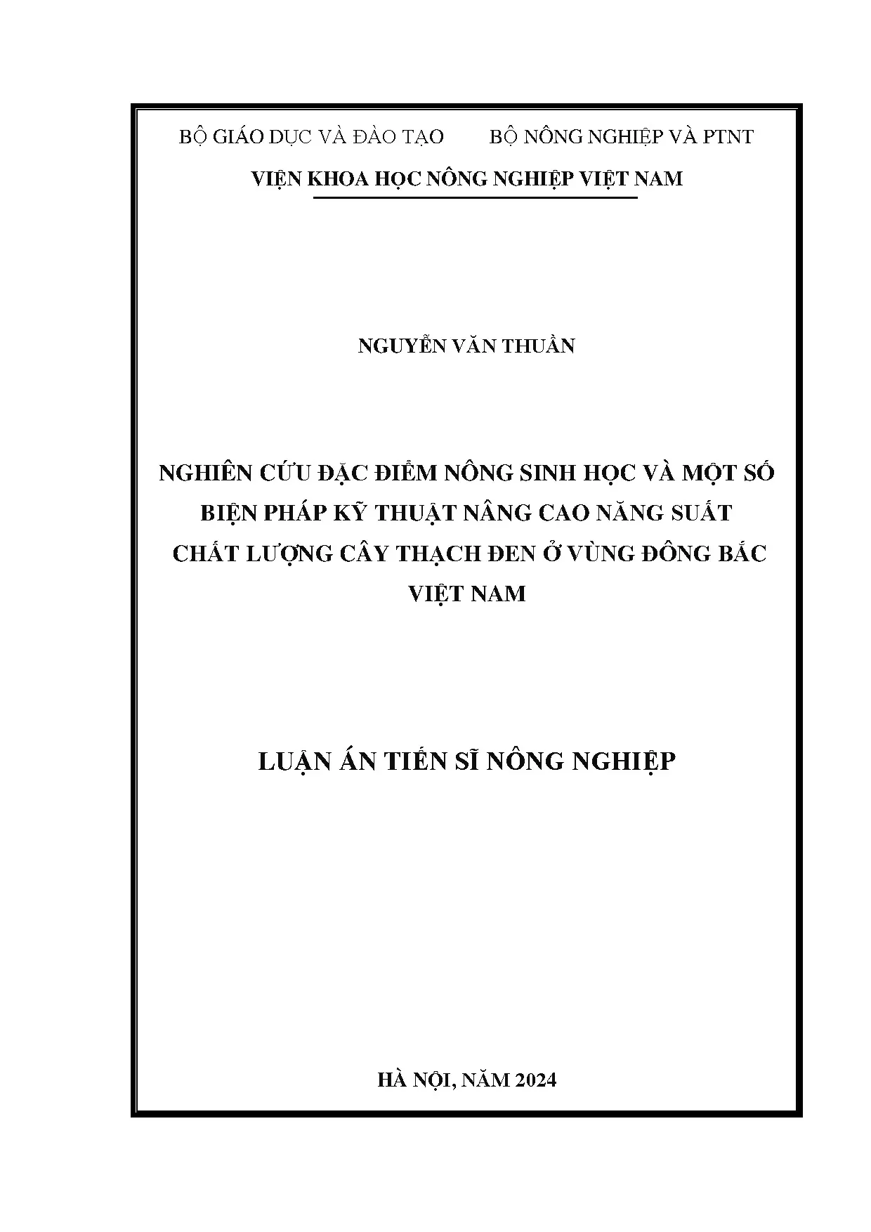 Đặc điểm nông sinh học cây Thạch đen vùng Đông Bắc