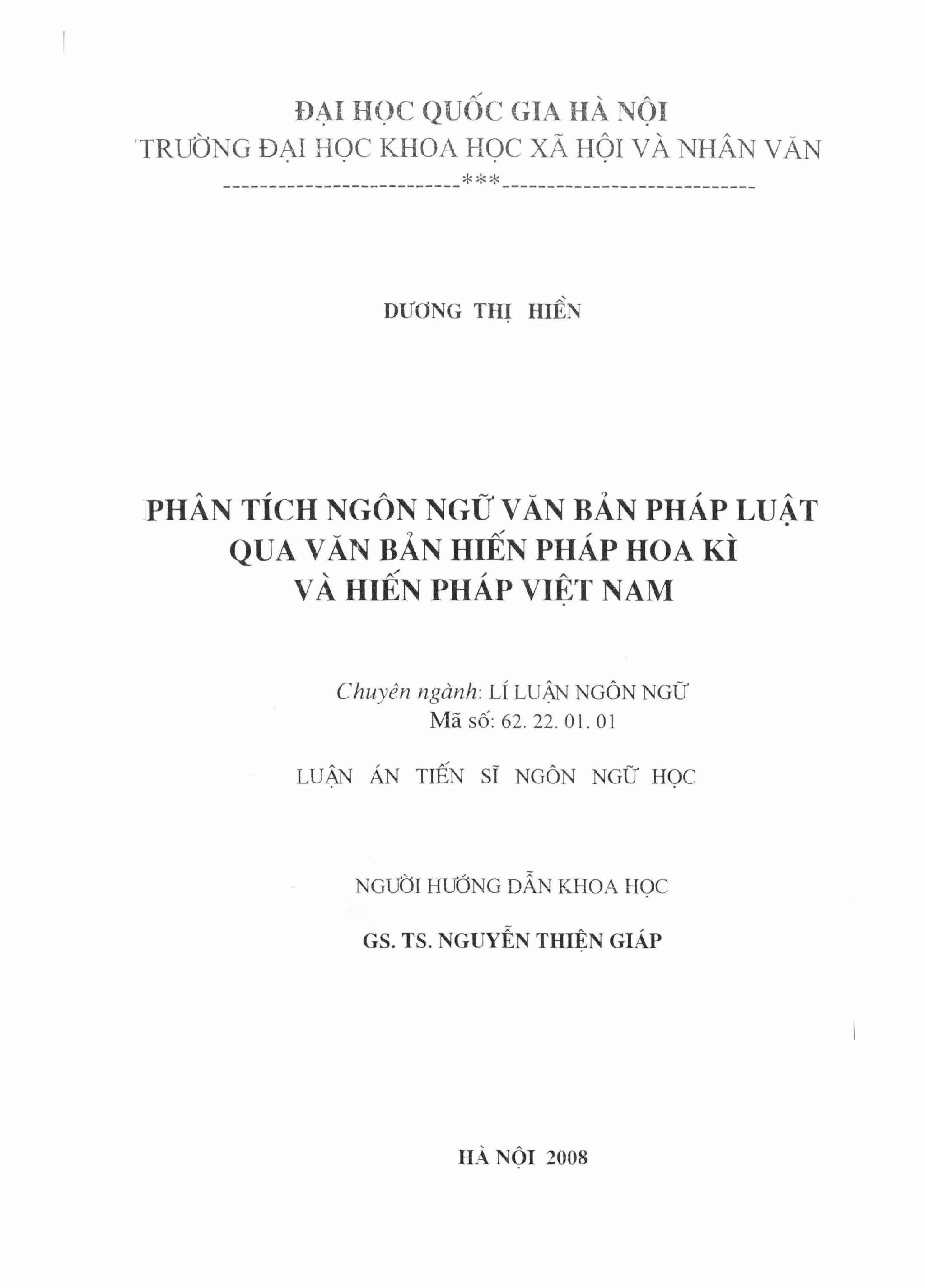 Luận án tiến sĩ ngôn ngữ học phân tích ngôn ngữ văn bản pháp