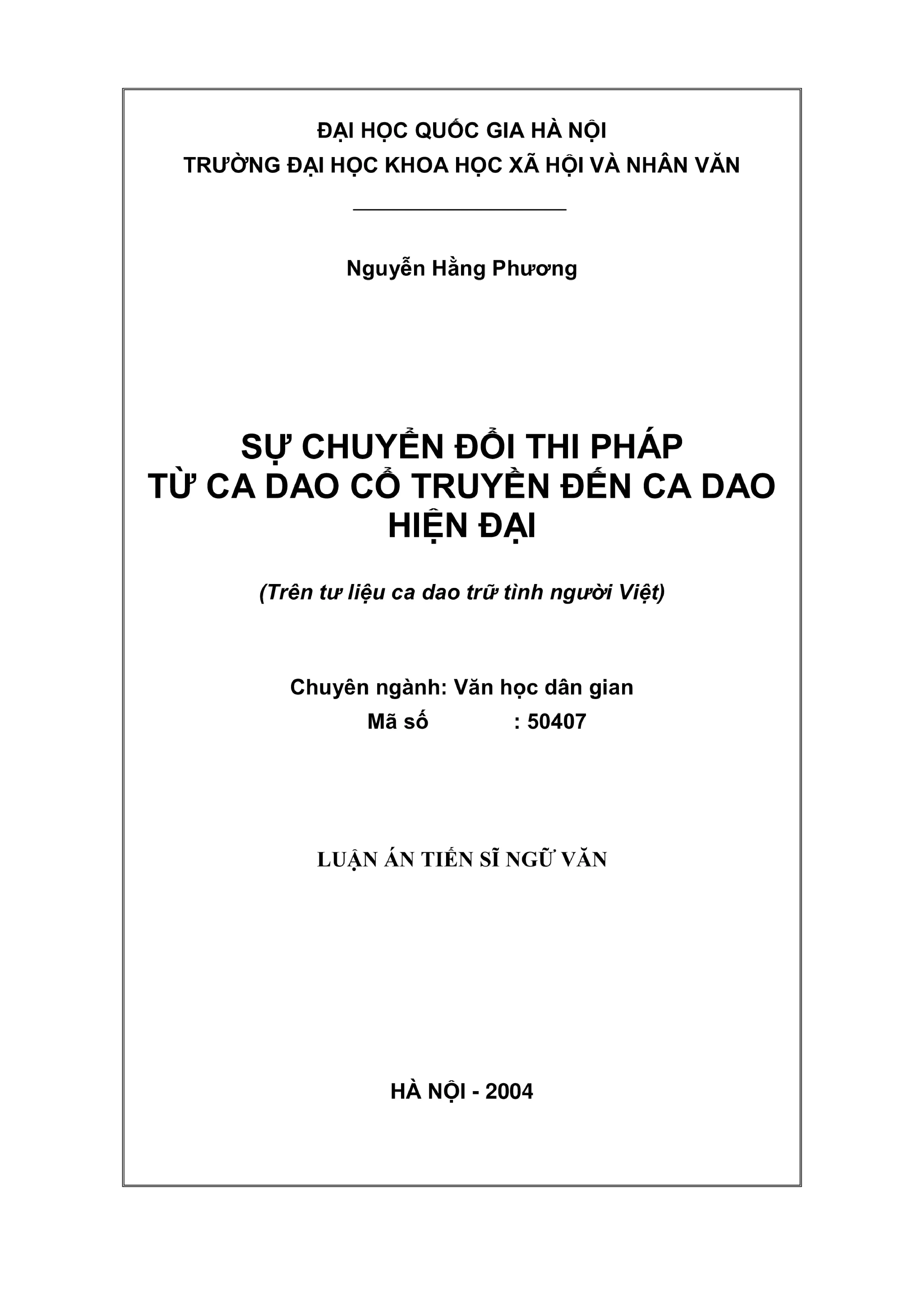 Nghiên cứu thi pháp ca dao cổ truyền đến hiện đại