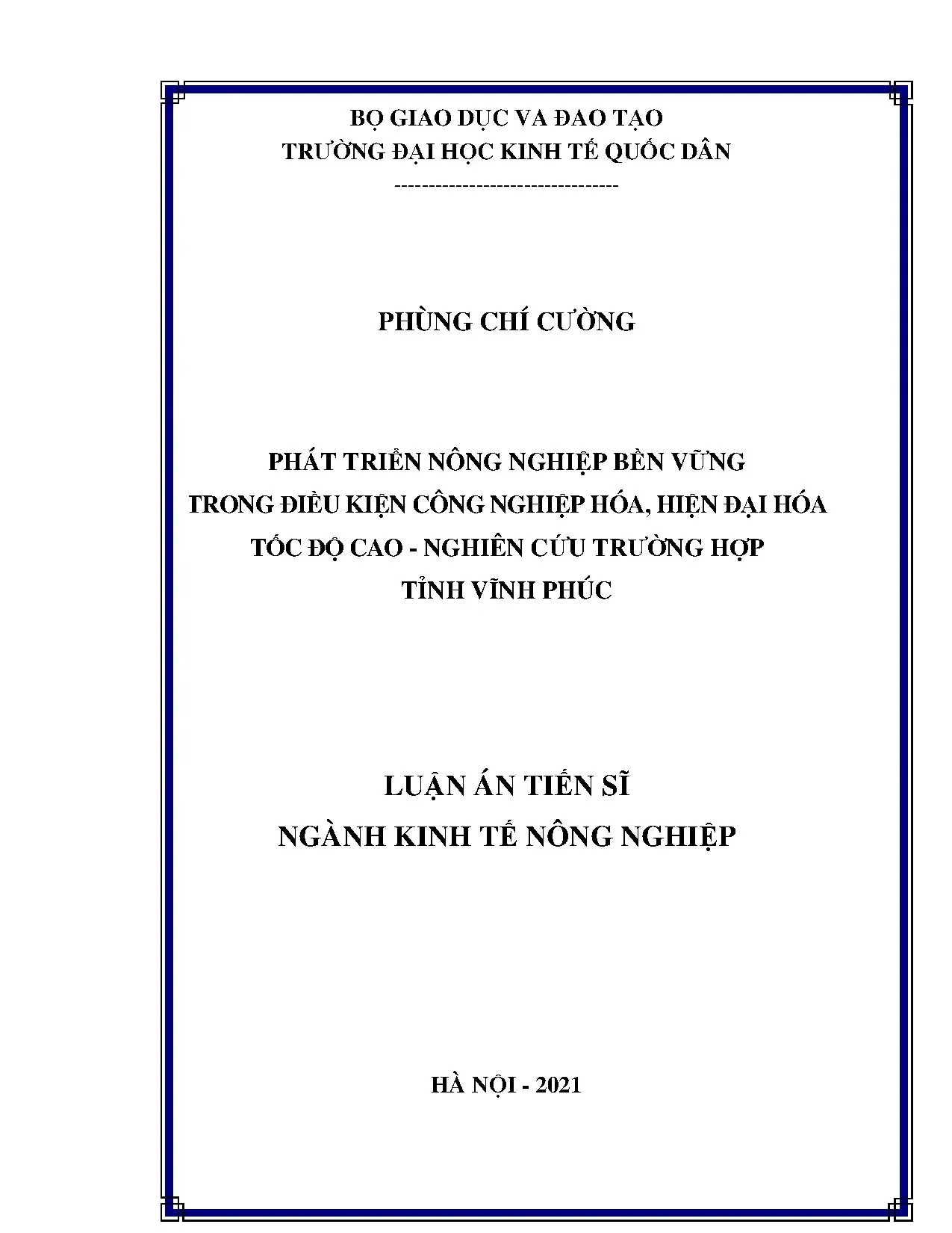 Phát triển nông nghiệp bền vững trong điều kiện công nghiệp