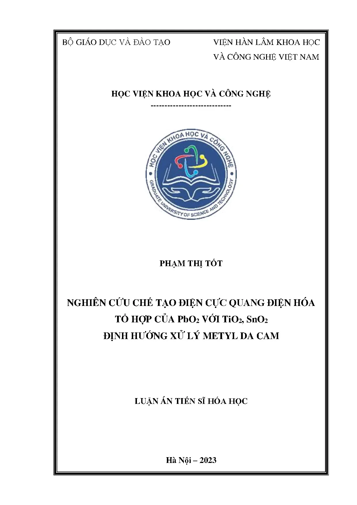 Nghiên cứu điện cực quang điện hóa tổ hợp PbO2