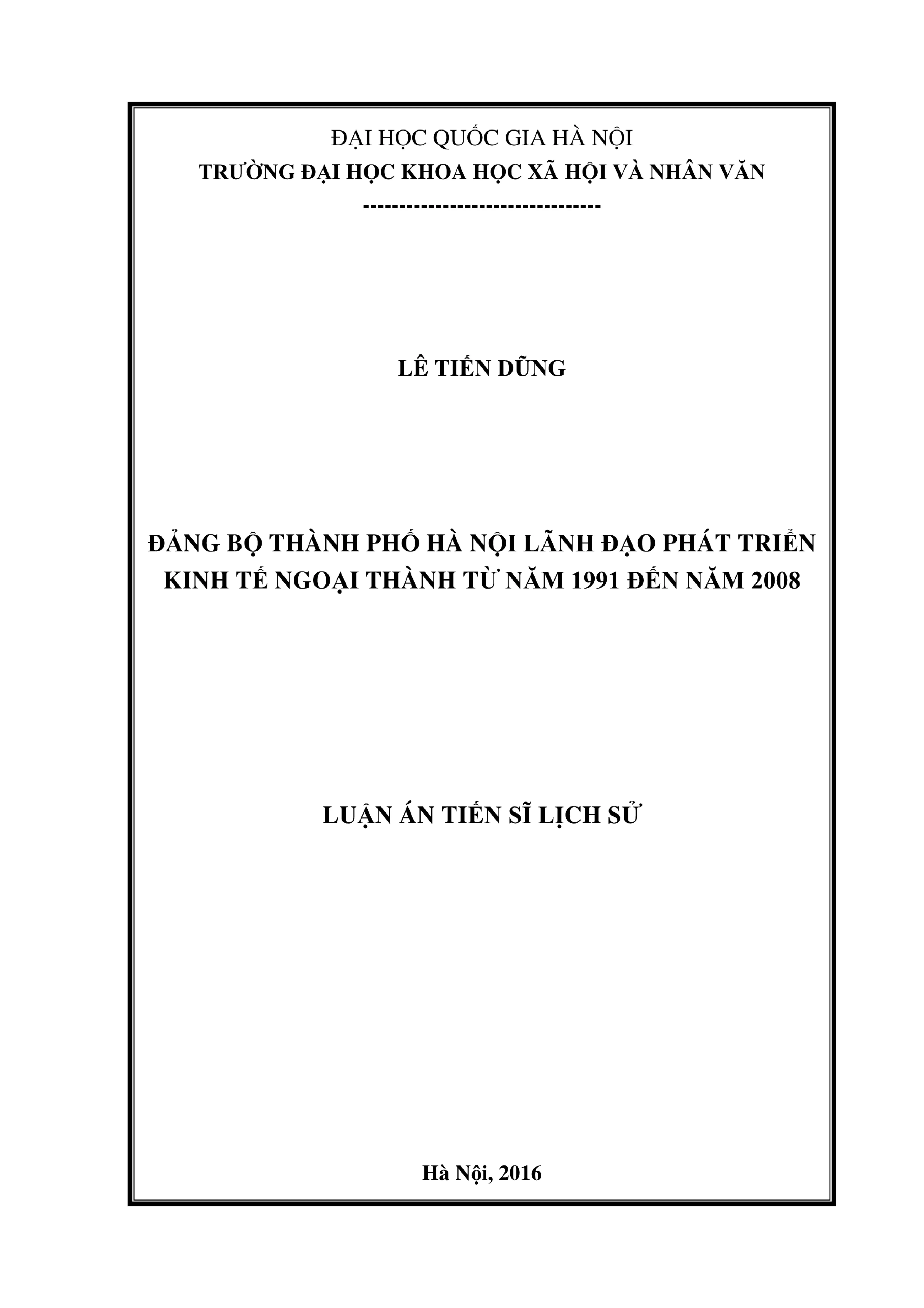 Luận án tiến sĩ lịch sử đảng bộ thành phố hà nội lãnh đạo ph