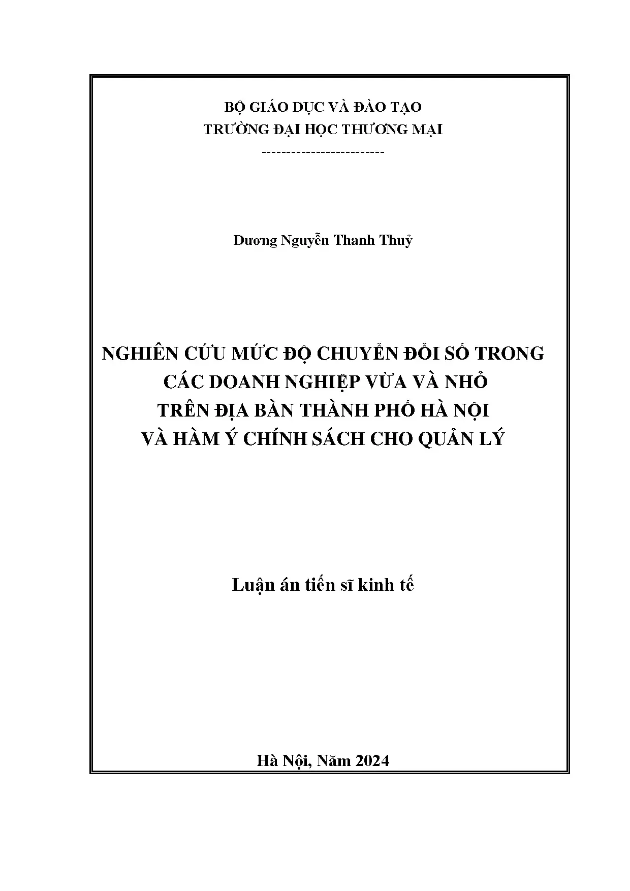 Luận án tiến sĩ nghiên cứu mức độ chuyển đổi số trong các do