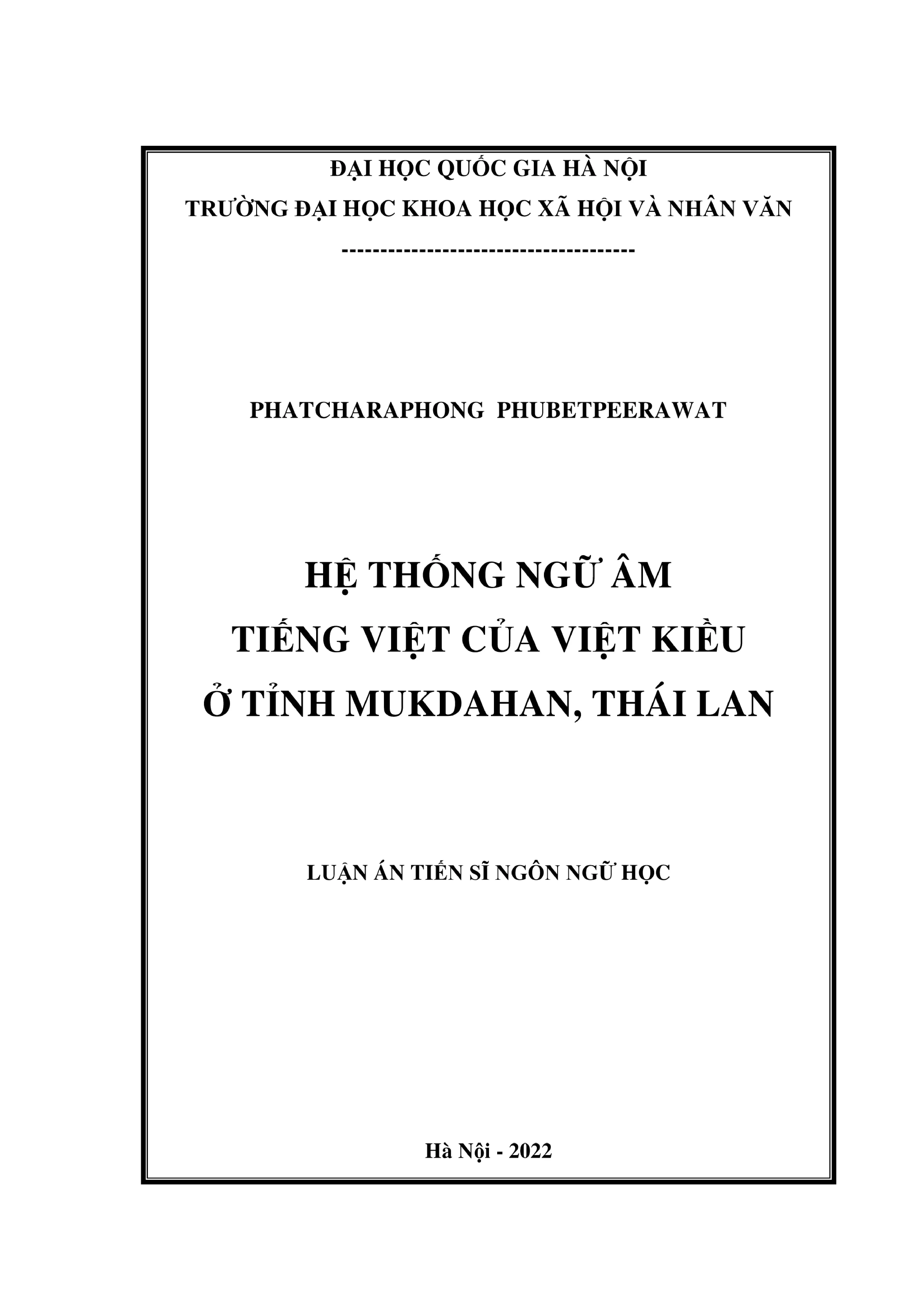 Hệ thống ngữ âm tiếng Việt của Việt kiều Thái Lan