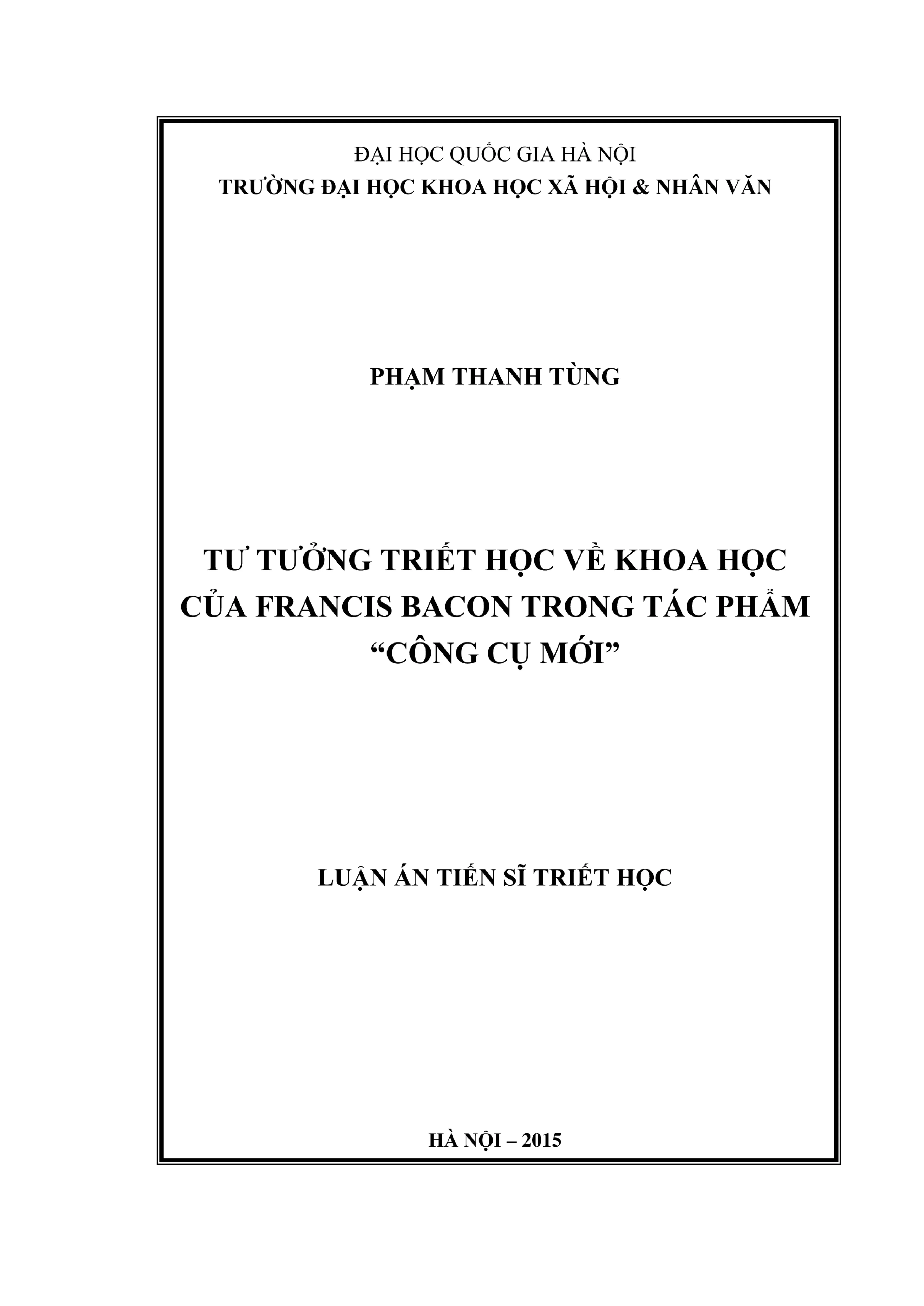 Luận án tiến sĩ triết học tư tưởng triết học về khoa học của
