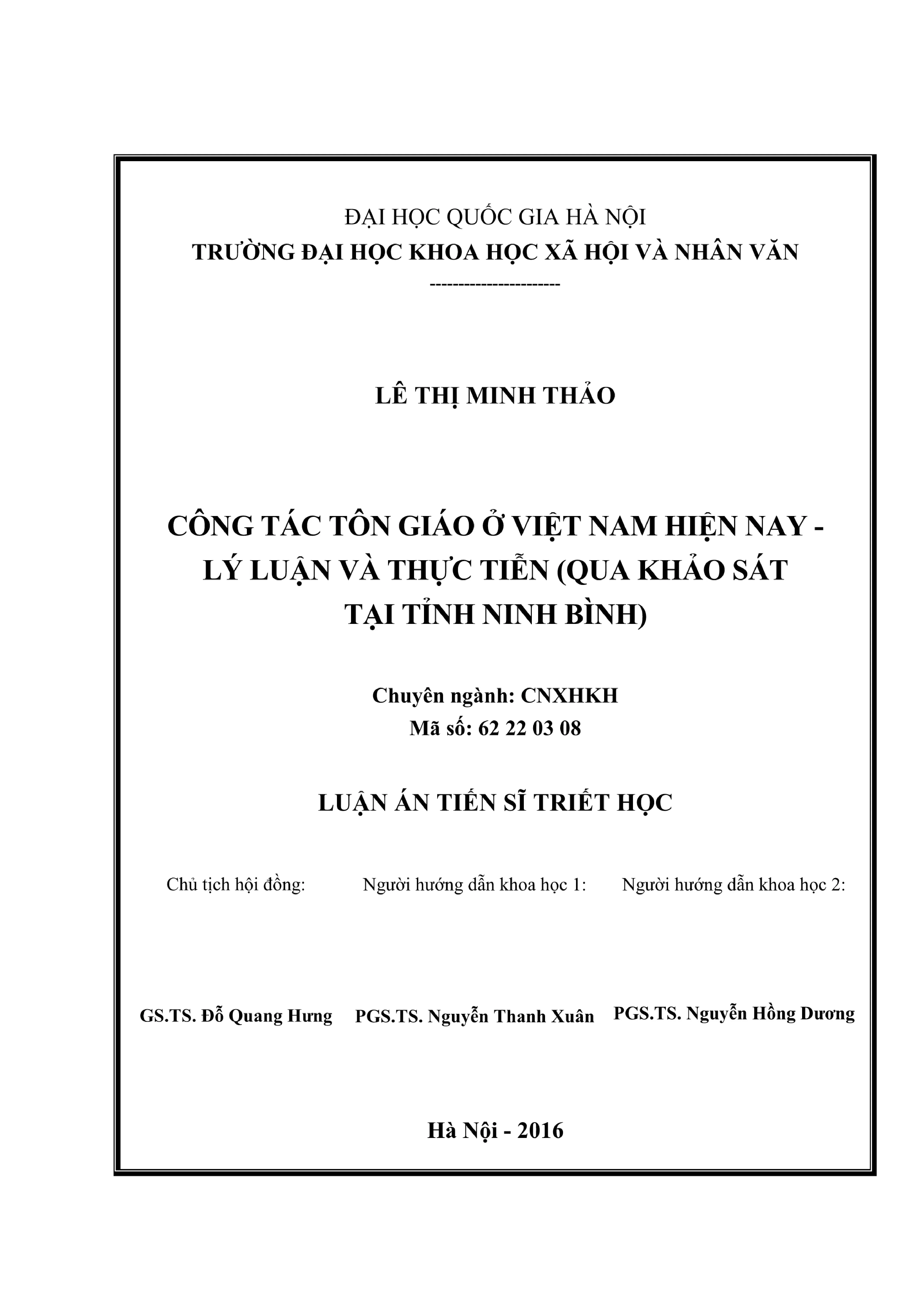 Công tác tôn giáo ở Việt Nam: Lý luận và thực tiễn Ninh Bình