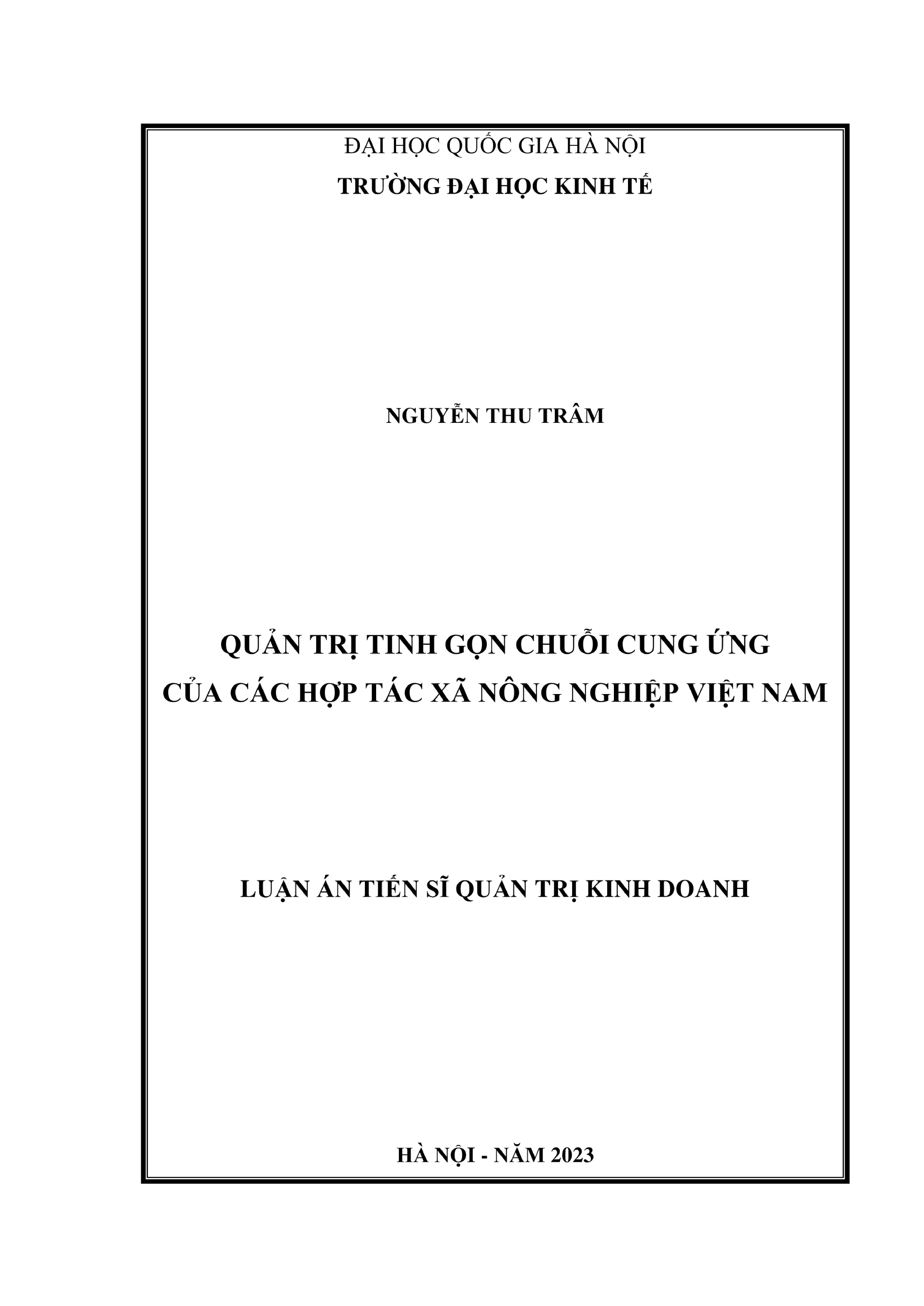 Quản trị tinh gọn chuỗi cung ứng HTX nông nghiệp Việt Nam