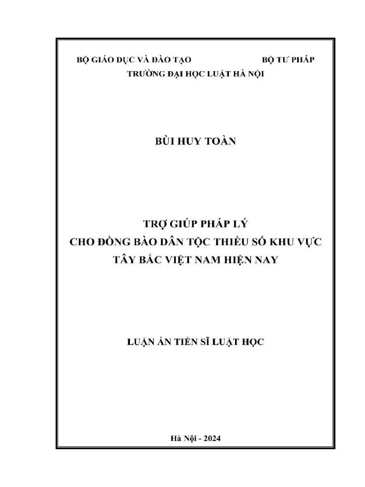Trợ giúp pháp lý DTTS Tây Bắc: Luận án Tiến sĩ Luật