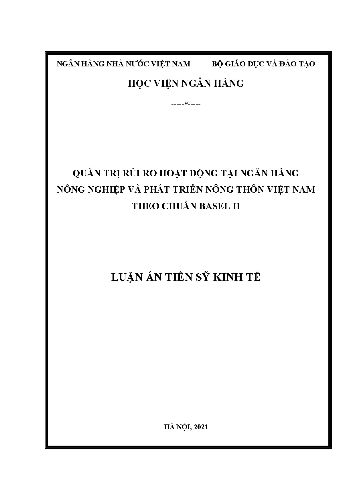 Quản trị rủi ro hoạt động tại ngân hàng nông nghiệp và phát