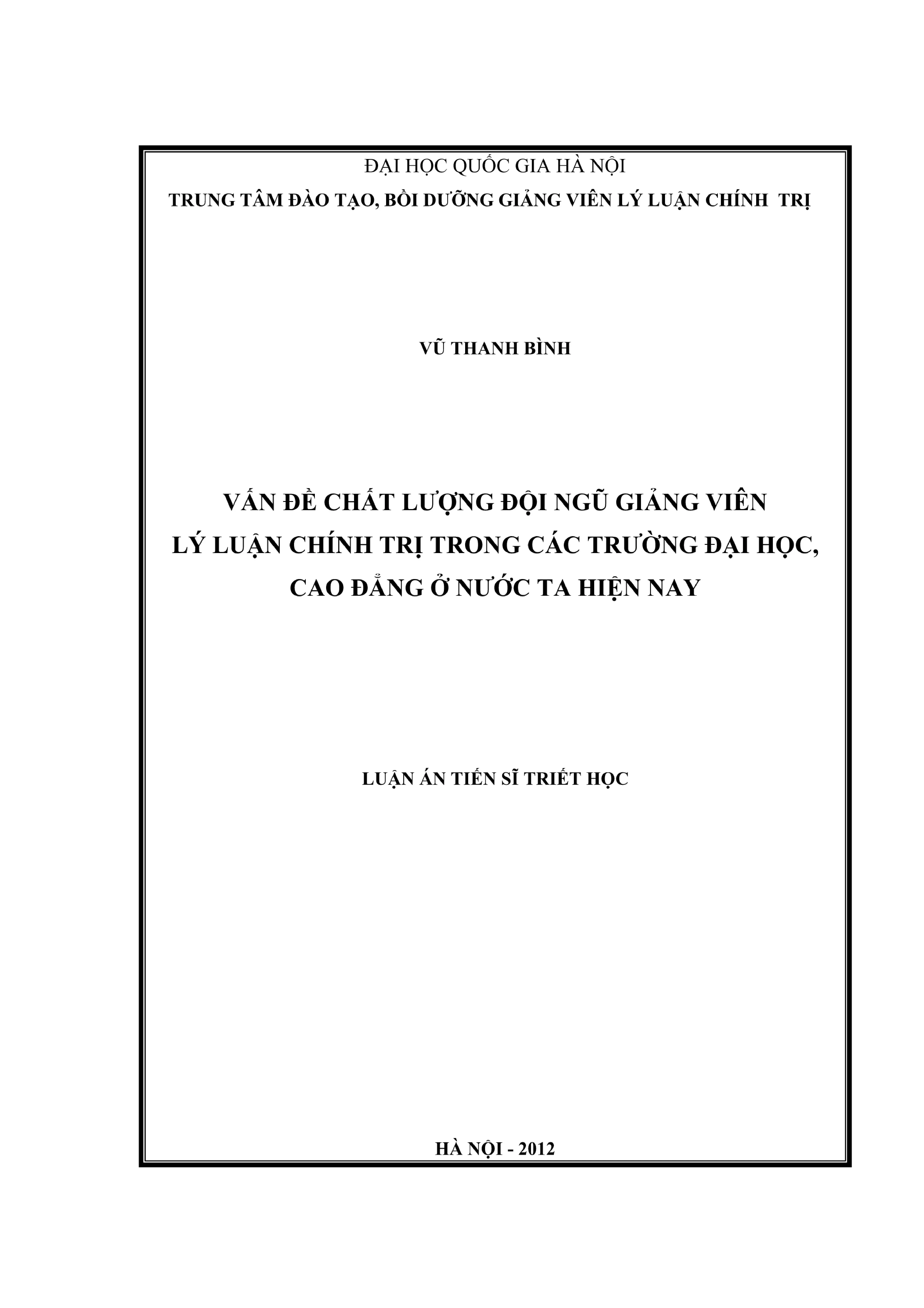 Chất lượng đội ngũ giảng viên lý luận chính trị