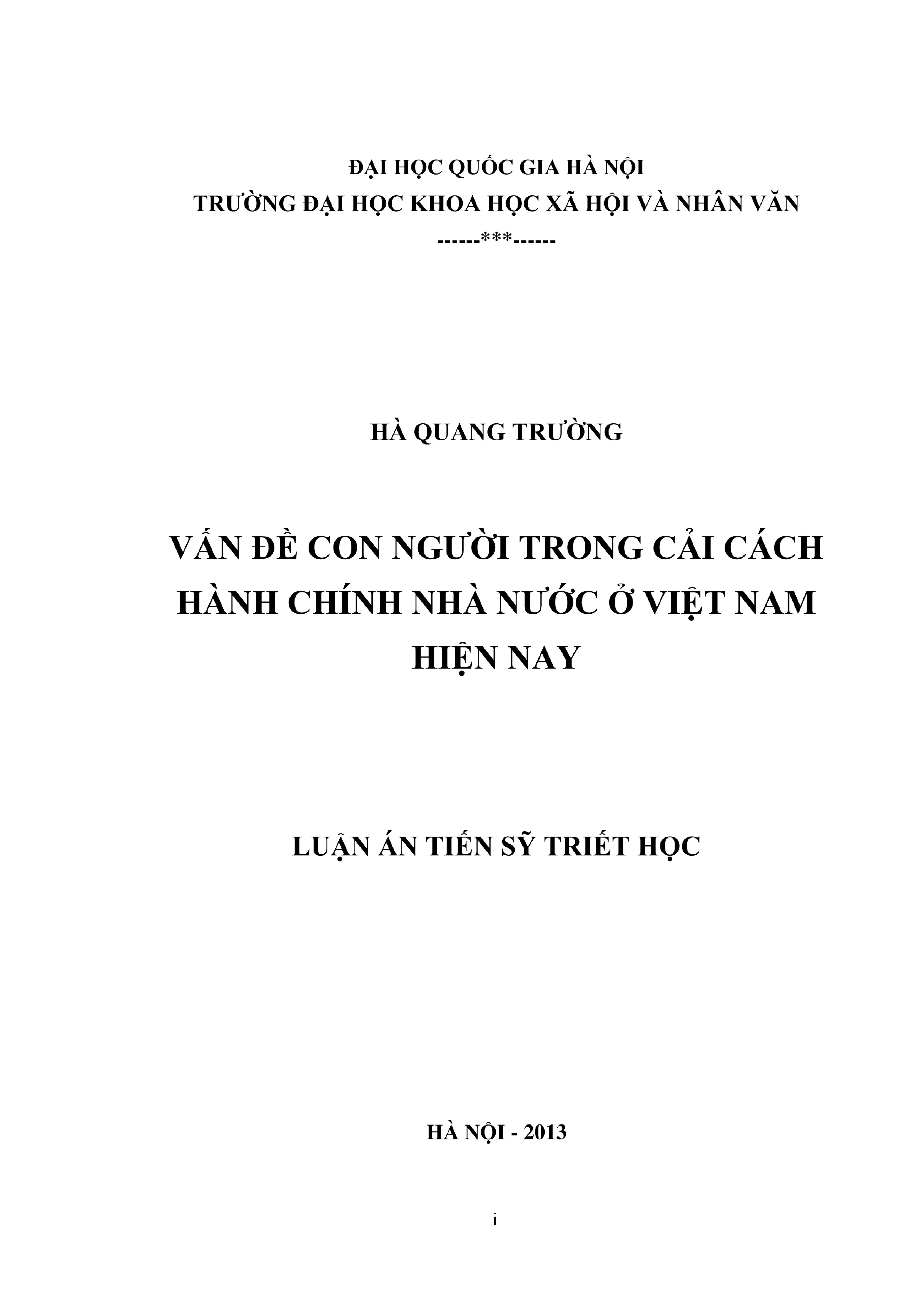 Triết học về con người trong CCHC nhà nước Việt Nam