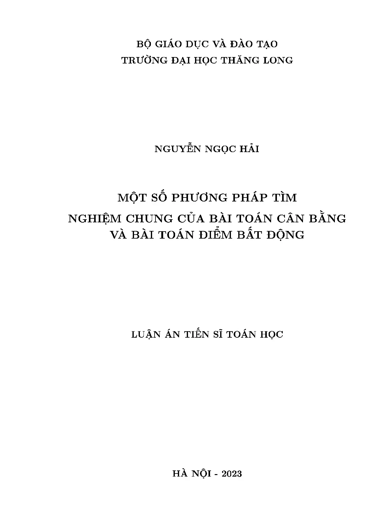 Phương pháp tìm nghiệm chung bài toán cân bằng & điểm bất động