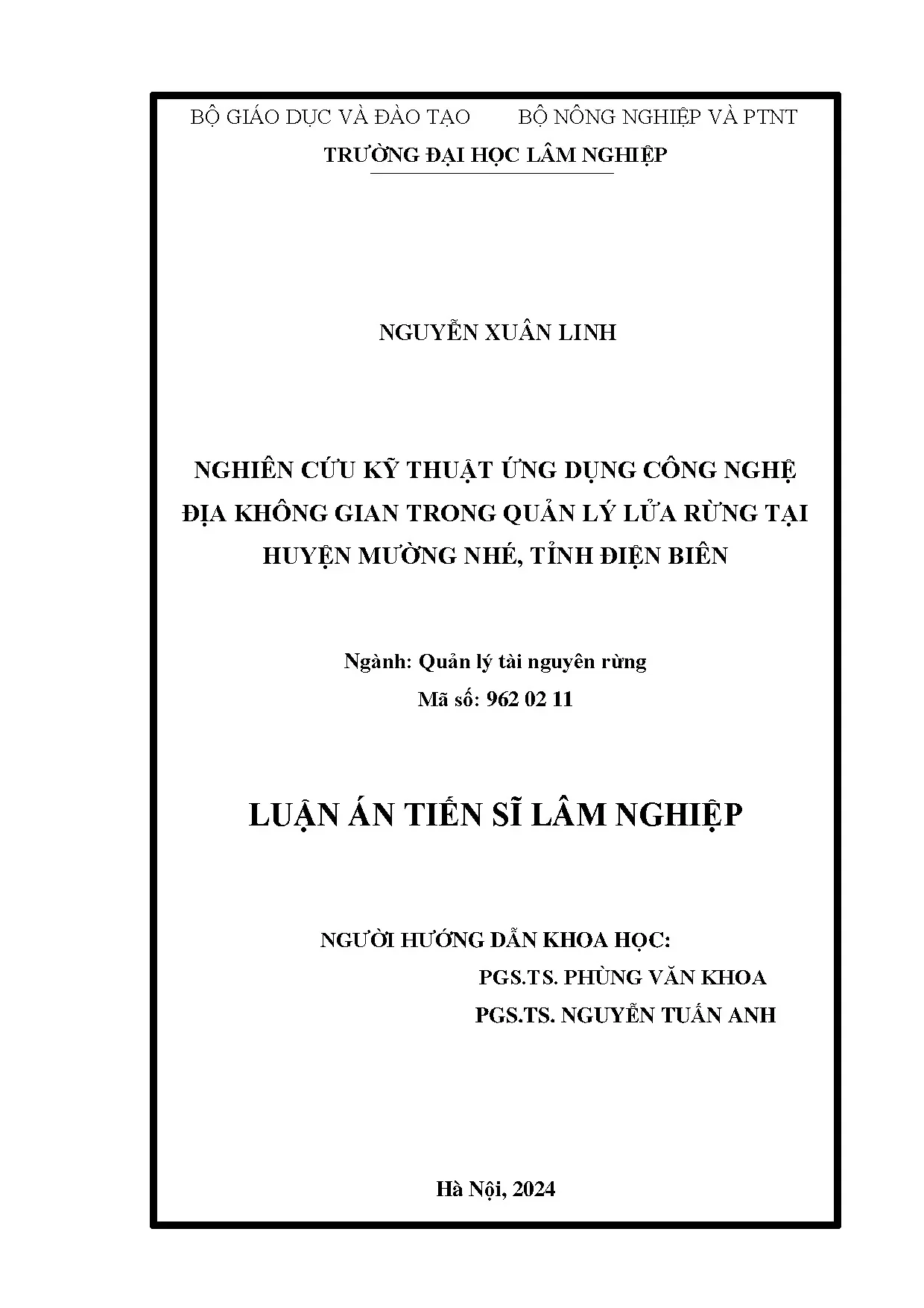 Nghiên cứu công nghệ địa không gian quản lý lửa rừng