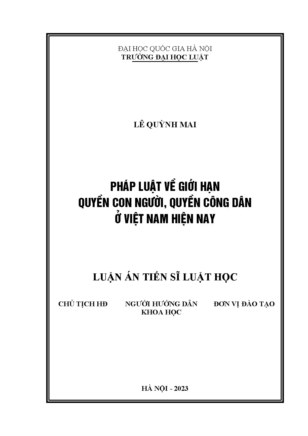 Pháp luật về giới hạn quyền con người quyền công dân ở việt