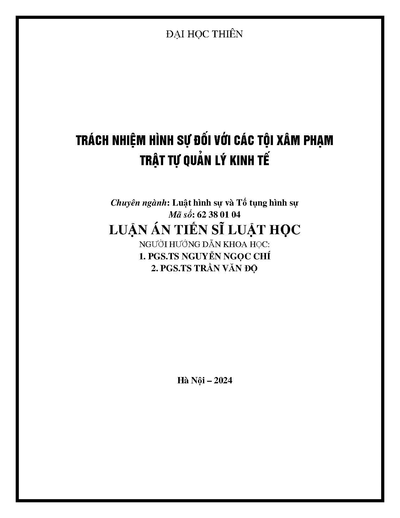Trách nhiệm hình sự tội phạm xâm phạm trật tự quản lý kinh tế