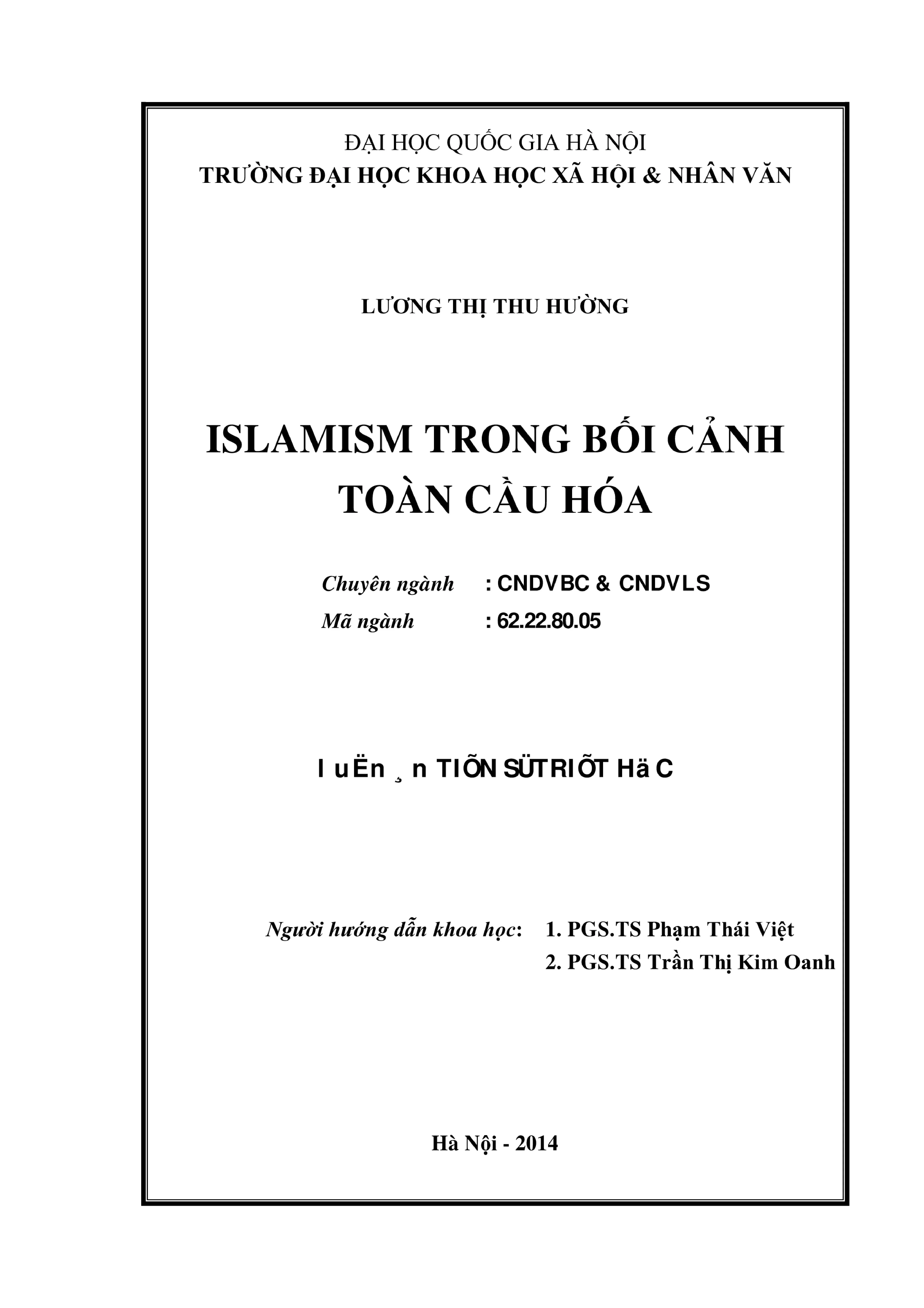 Luận án Islamism trong bối cảnh toàn cầu hóa