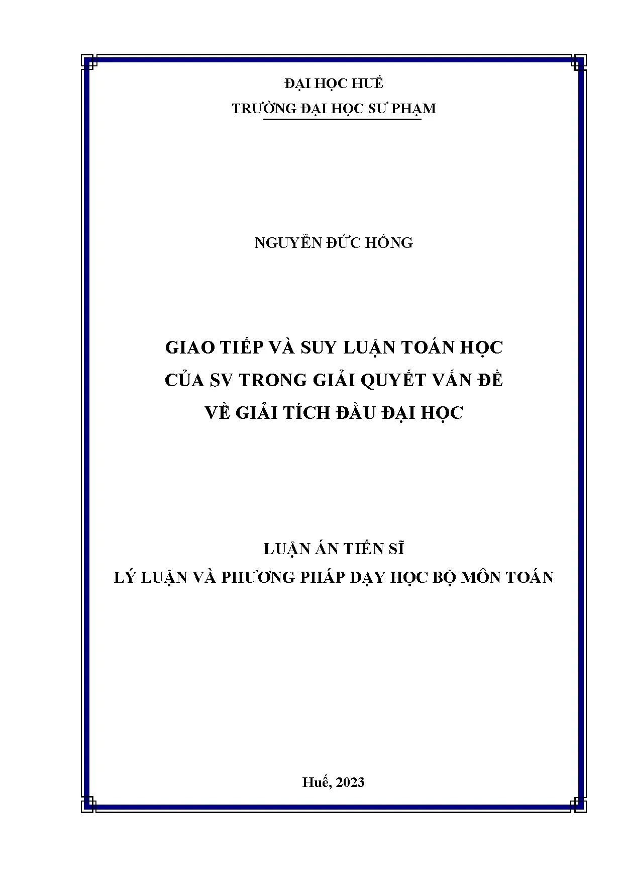 Giao tiếp và suy luận toán học của SV trong giải tích đầu đại học
