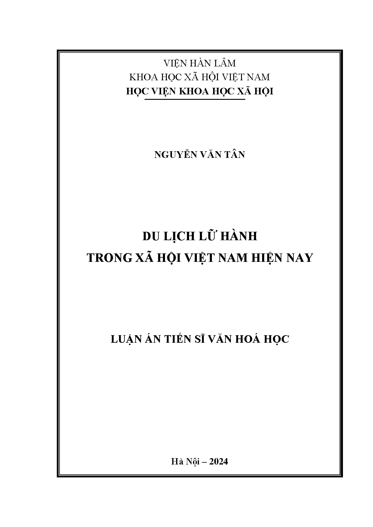 Luận án tiến sĩ về du lịch lữ hành tại Việt Nam