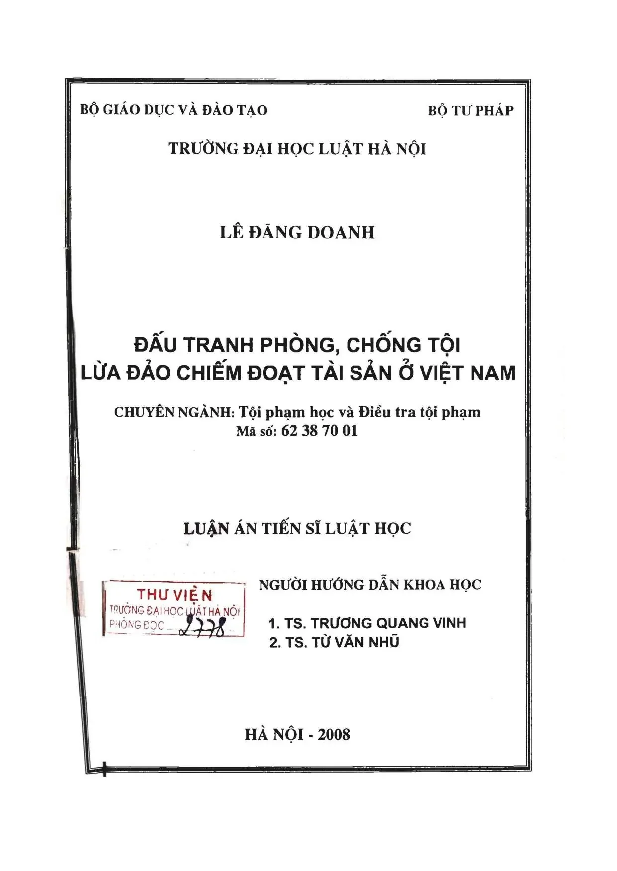 Luận án tiến sĩ luật học đấu tranh phòng chống tội lừa đảo c
