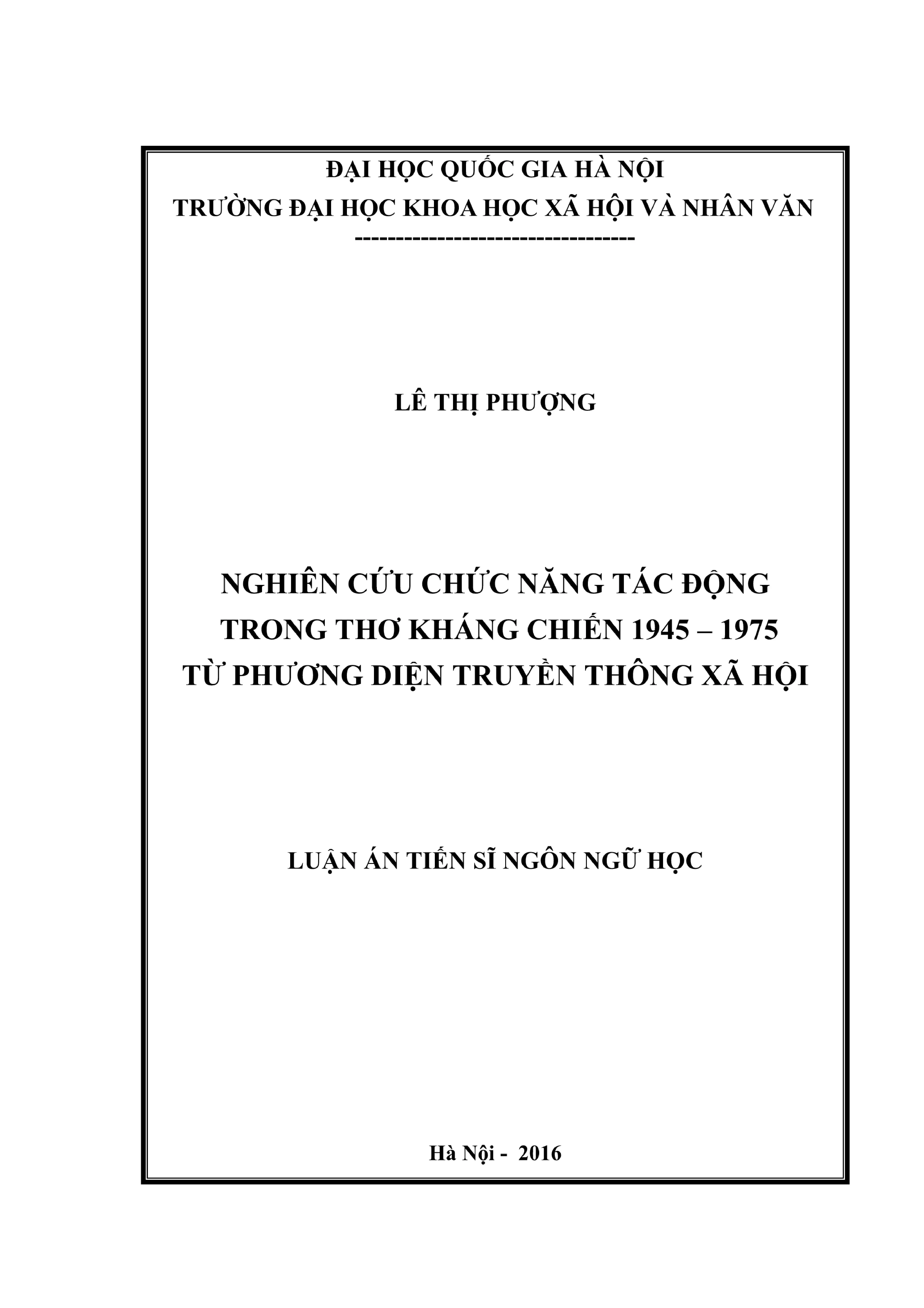 Nghiên cứu chức năng tác động trong thơ kháng chiến Việt Nam