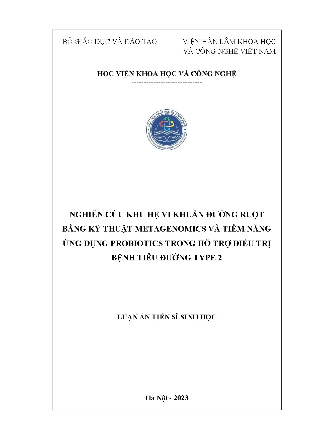 Luận án tiến sĩ nghiên cứu khu hệ vi khuẩn đường ruột bằng k