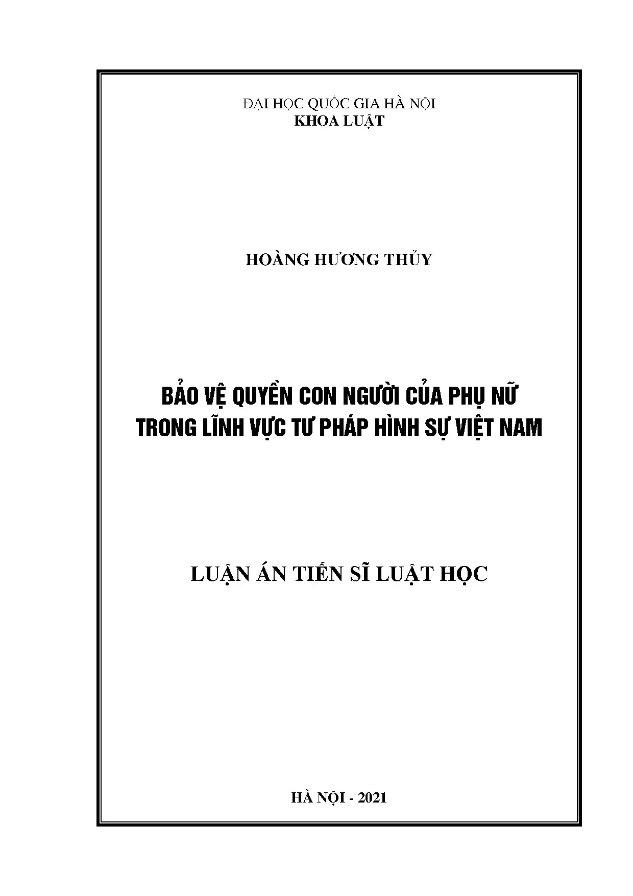 Bảo vệ quyền con người của phụ nữ trong lĩnh vực tư pháp hìn