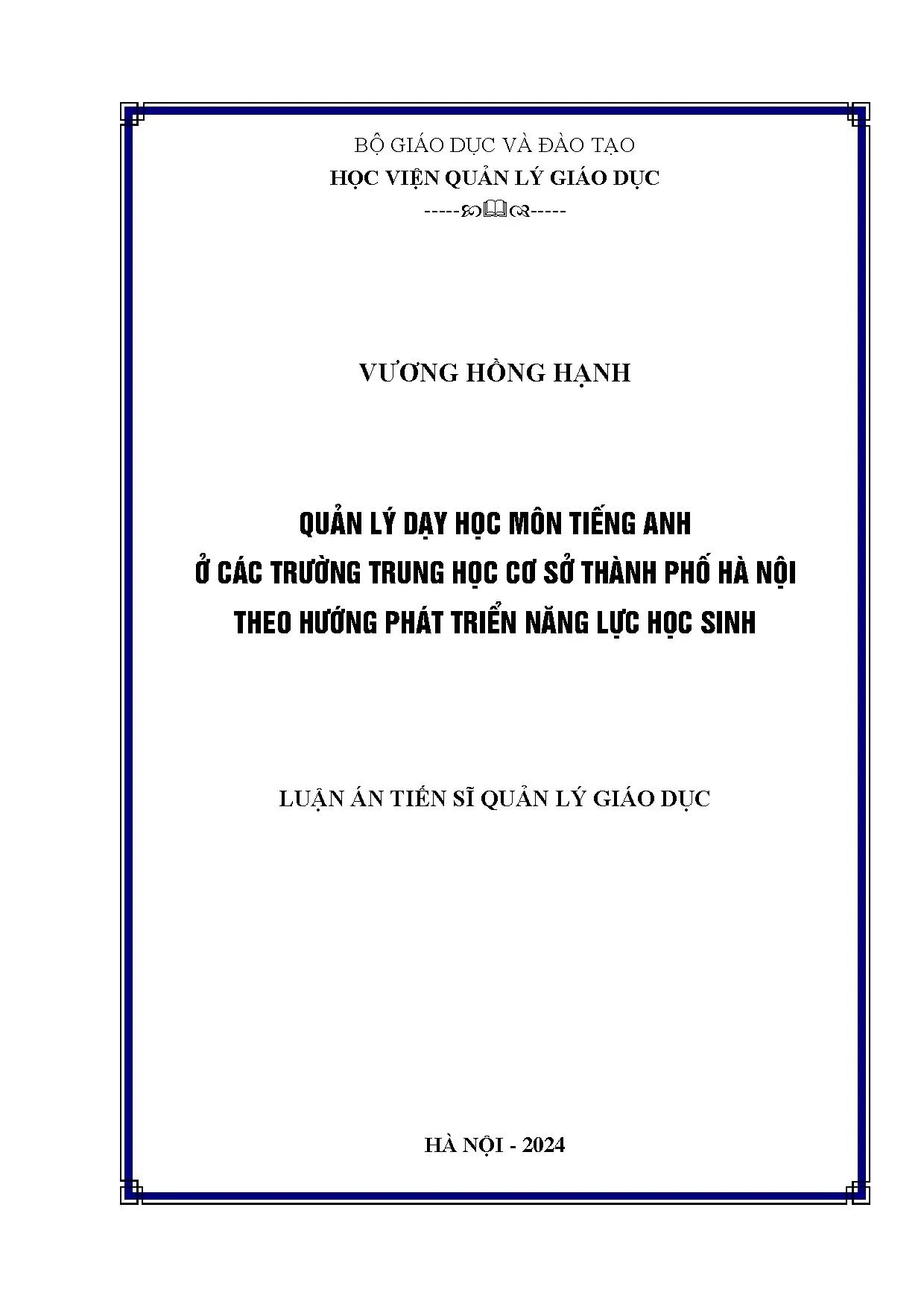 Quản lý dạy học môn tiếng anh ở các trường trung học cơ sở t