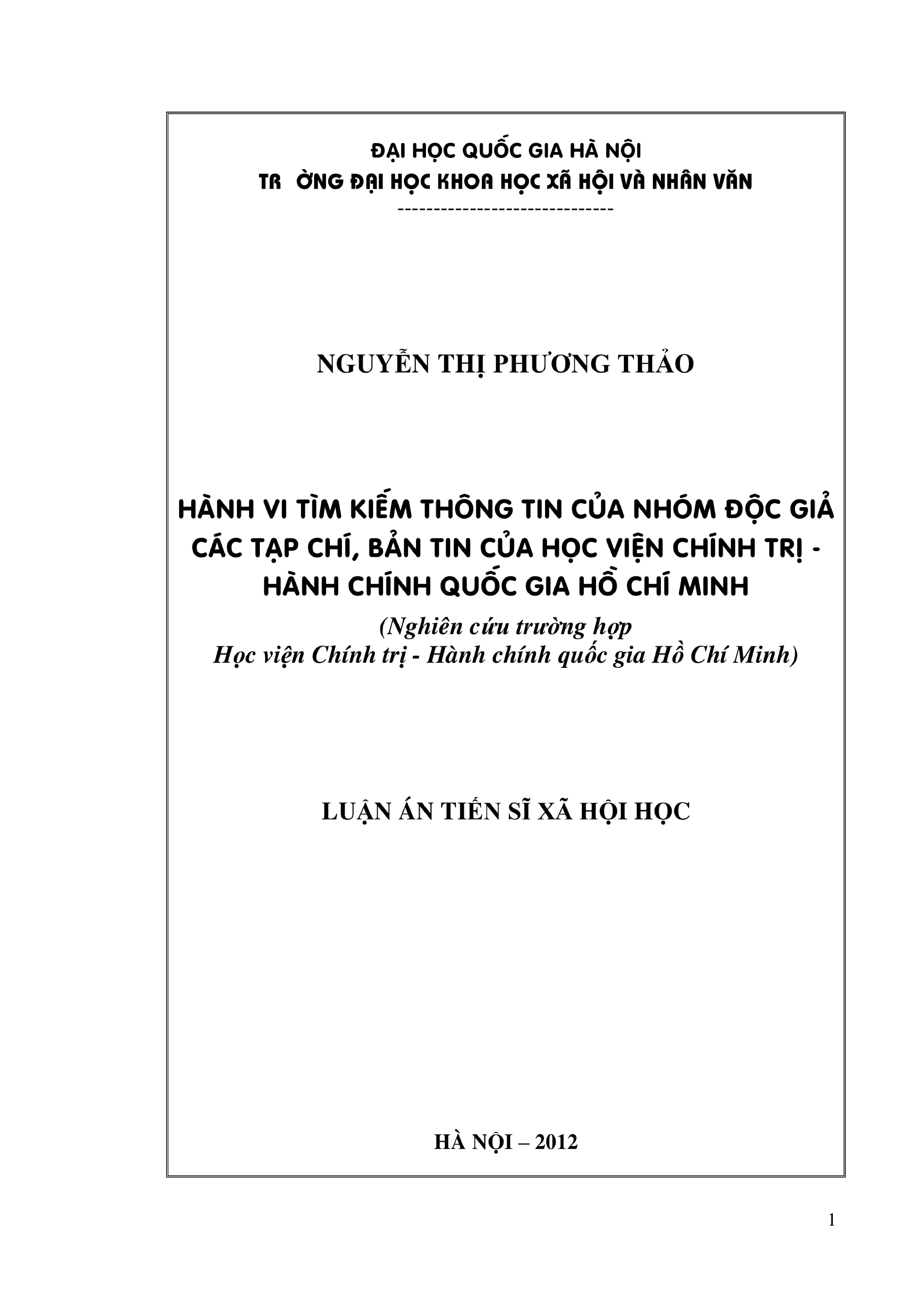 Tìm kiếm thông tin của độc giả tạp chí tại Học viện Chính trị
