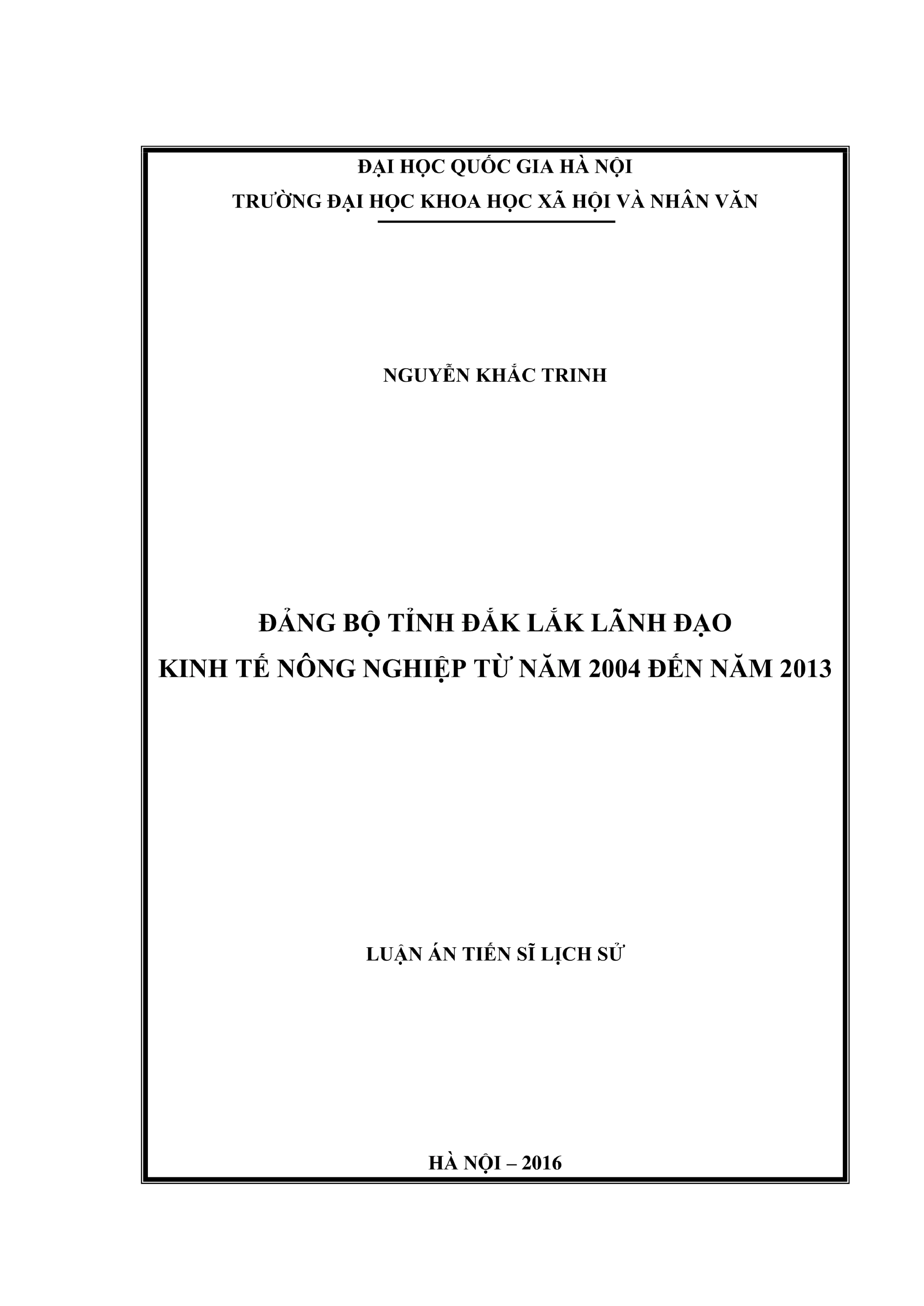 Lãnh đạo kinh tế nông nghiệp tỉnh Đắk Lắk 2004-2013