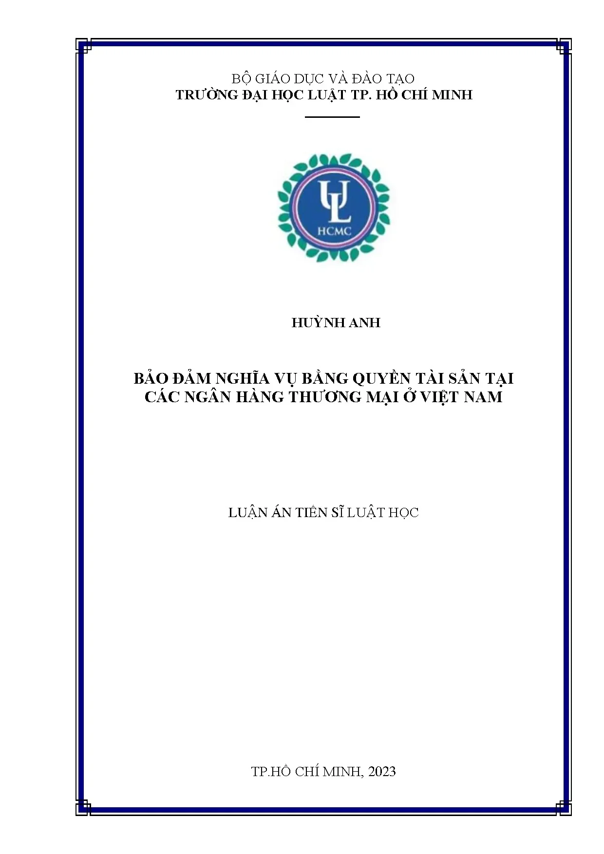 Luận án tiến sĩ bảo đảm nghĩa vụ bằng quyền tài sản tại các