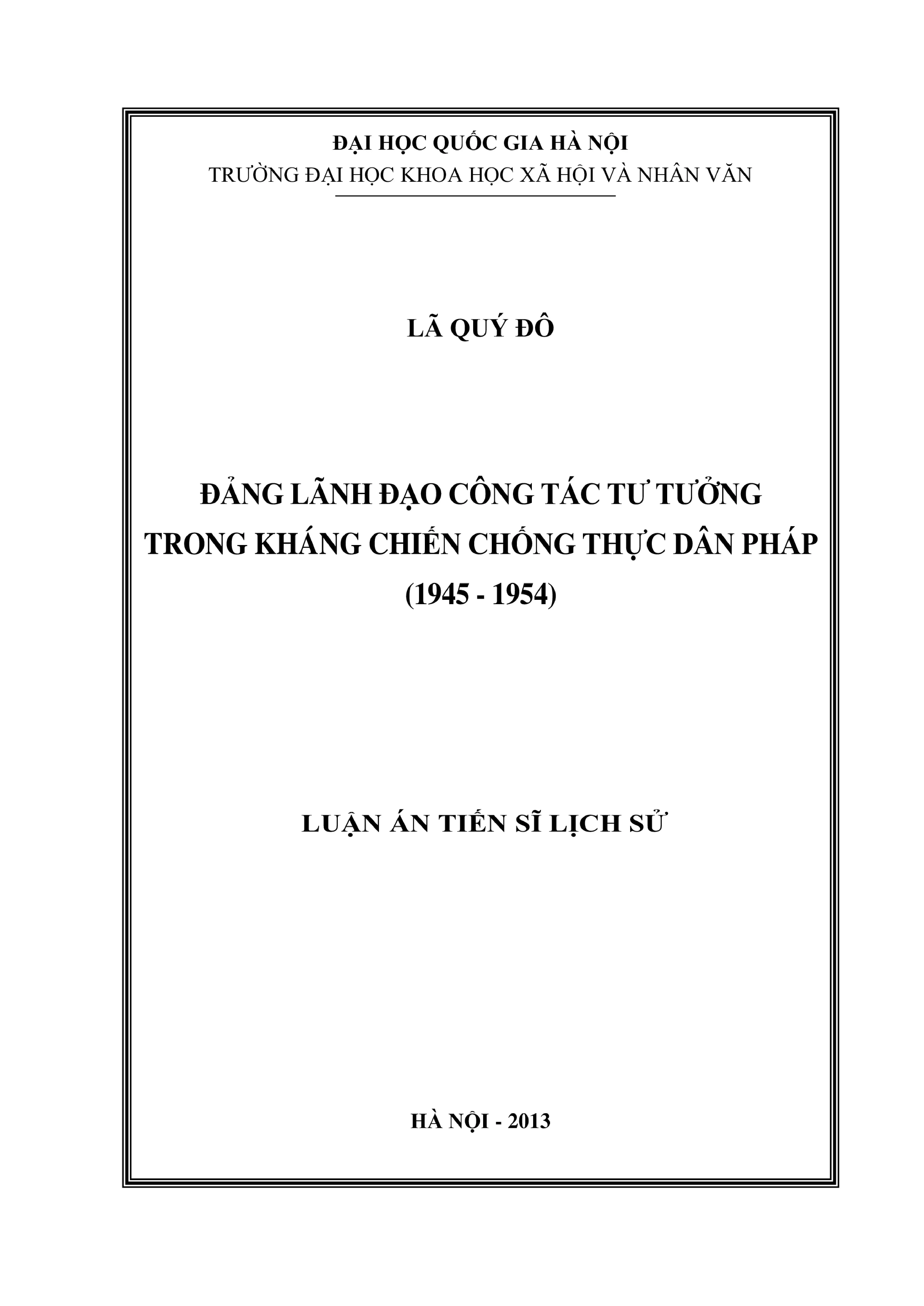 Đảng lãnh đạo tư tưởng kháng chiến chống Pháp 1945-1954