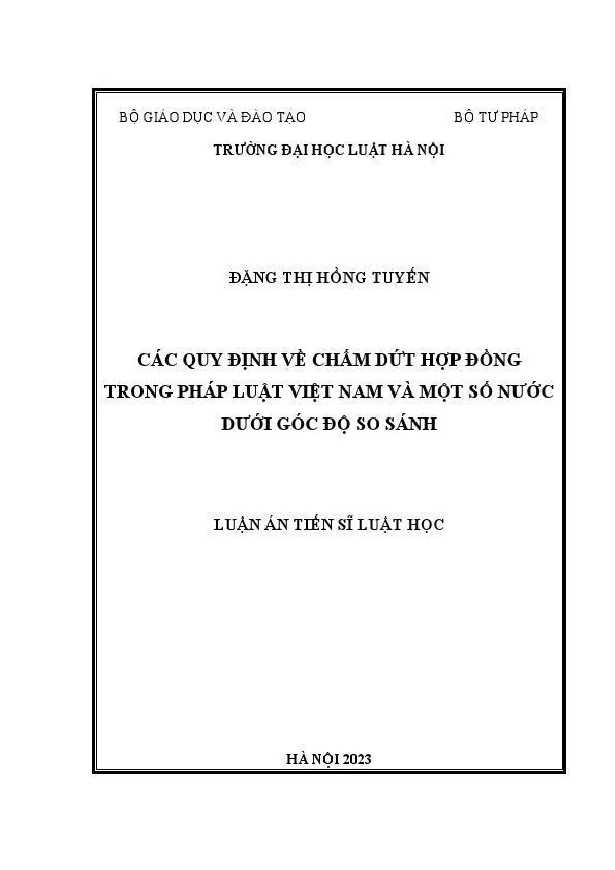 Luận án tiến sĩ luật học các quy định về chấm dứt hợp đồng t