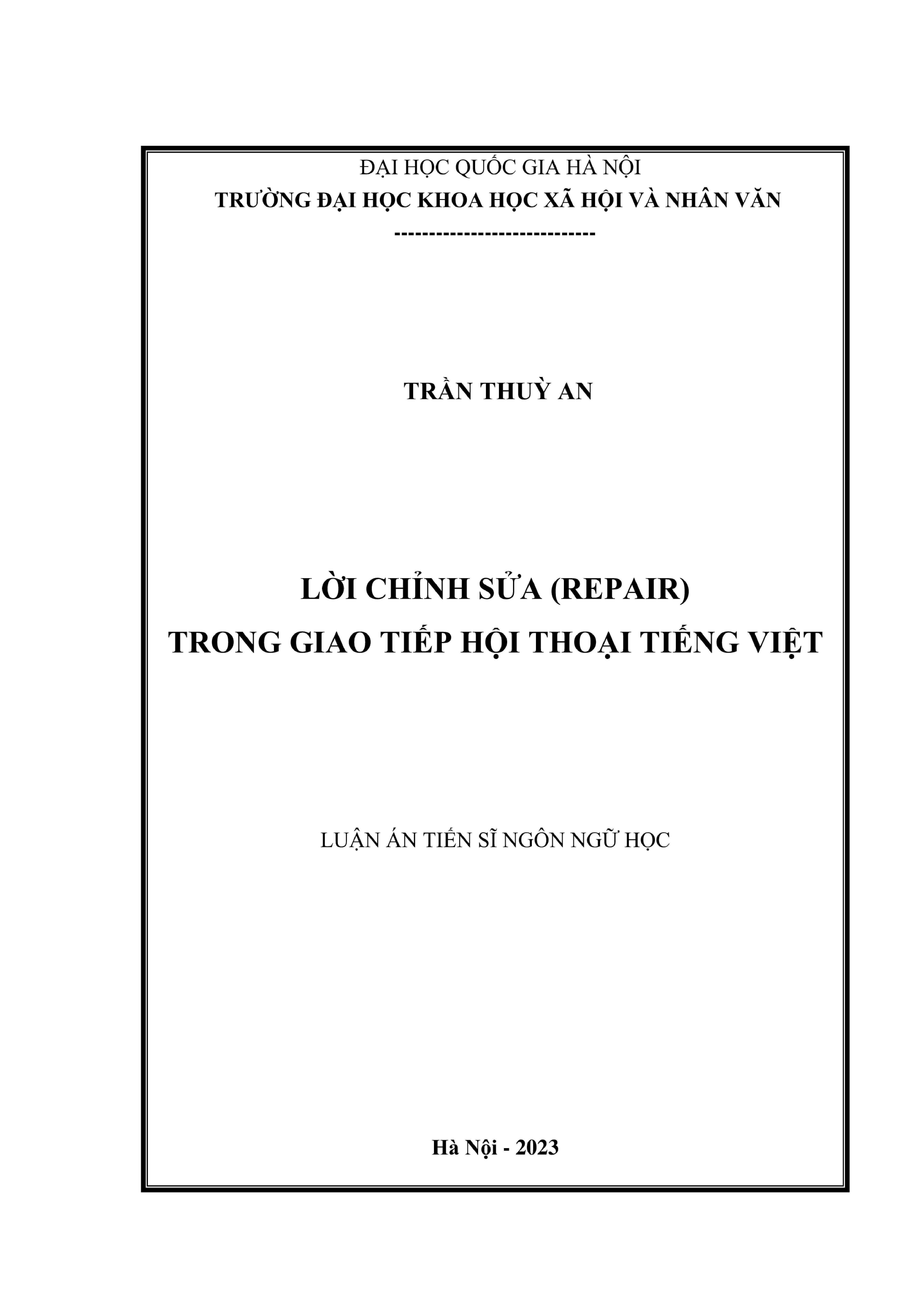 Nghiên cứu lời chỉnh sửa (repair) giao tiếp hội thoại tiếng Việt