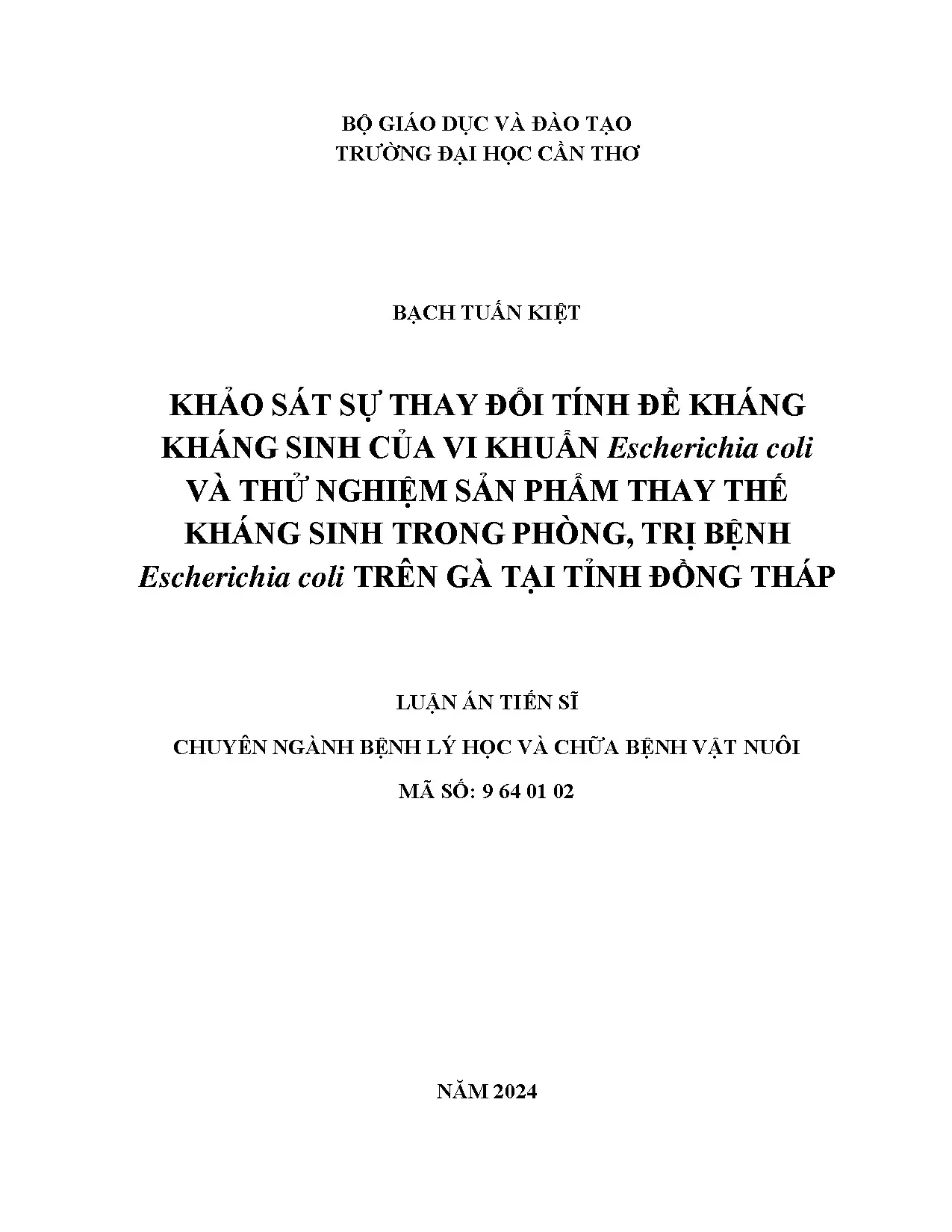 Khảo sát sự thay đổi tính đề kháng kháng sinh của vi khuẩn e