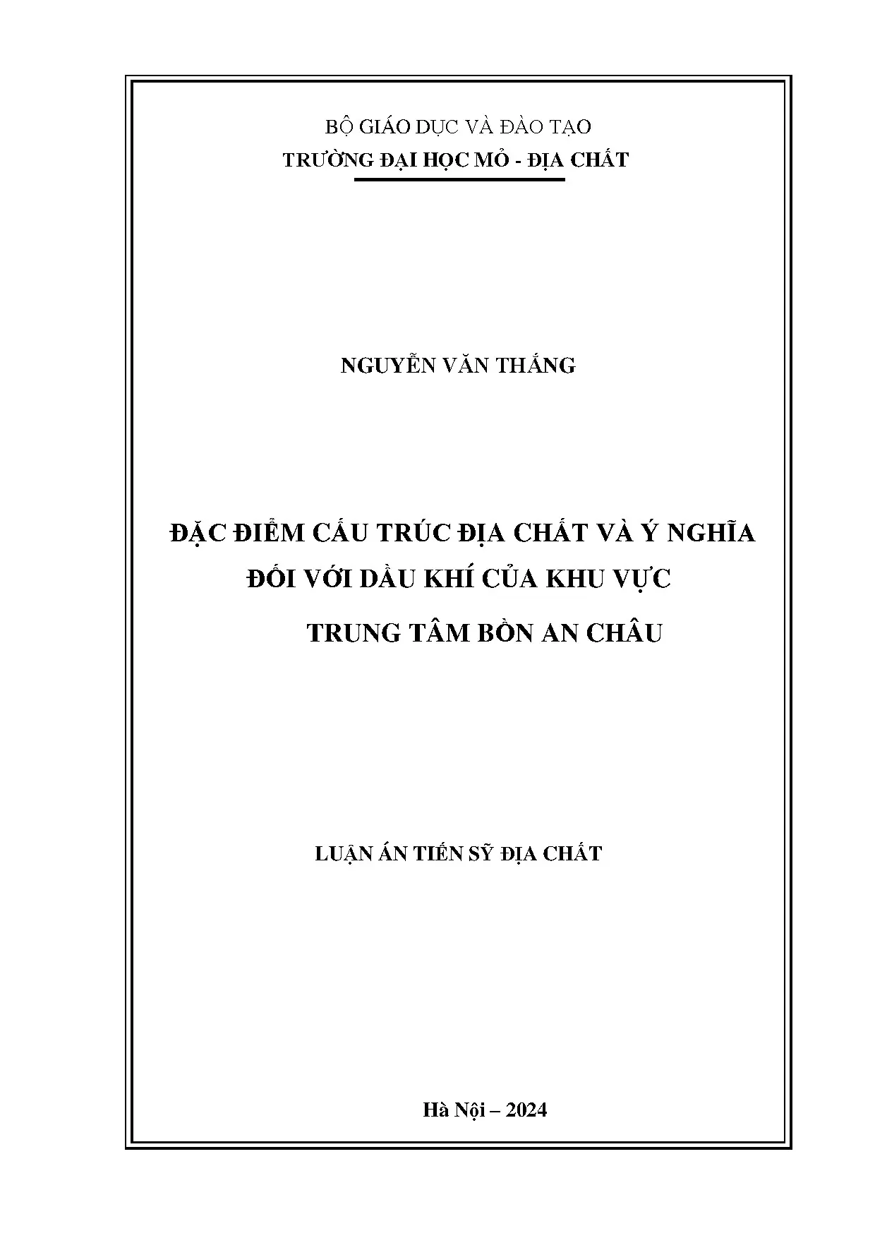 Đặc điểm cấu trúc địa chất khu vực trung tâm Bồn An Châu