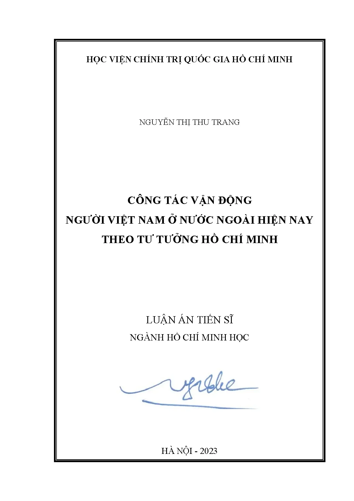 Vận động người Việt Nam ở nước ngoài theo tư tưởng Hồ Chí Minh