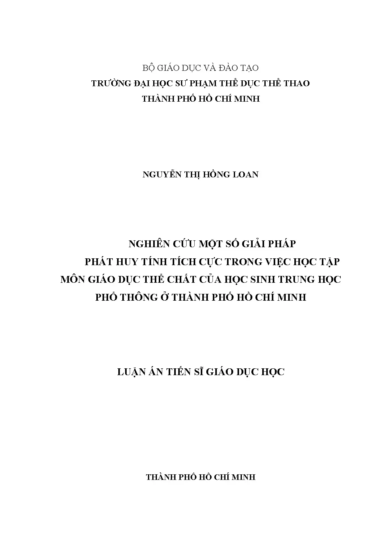 Giải pháp phát huy tính tích cực học GDTC ở TP.HCM