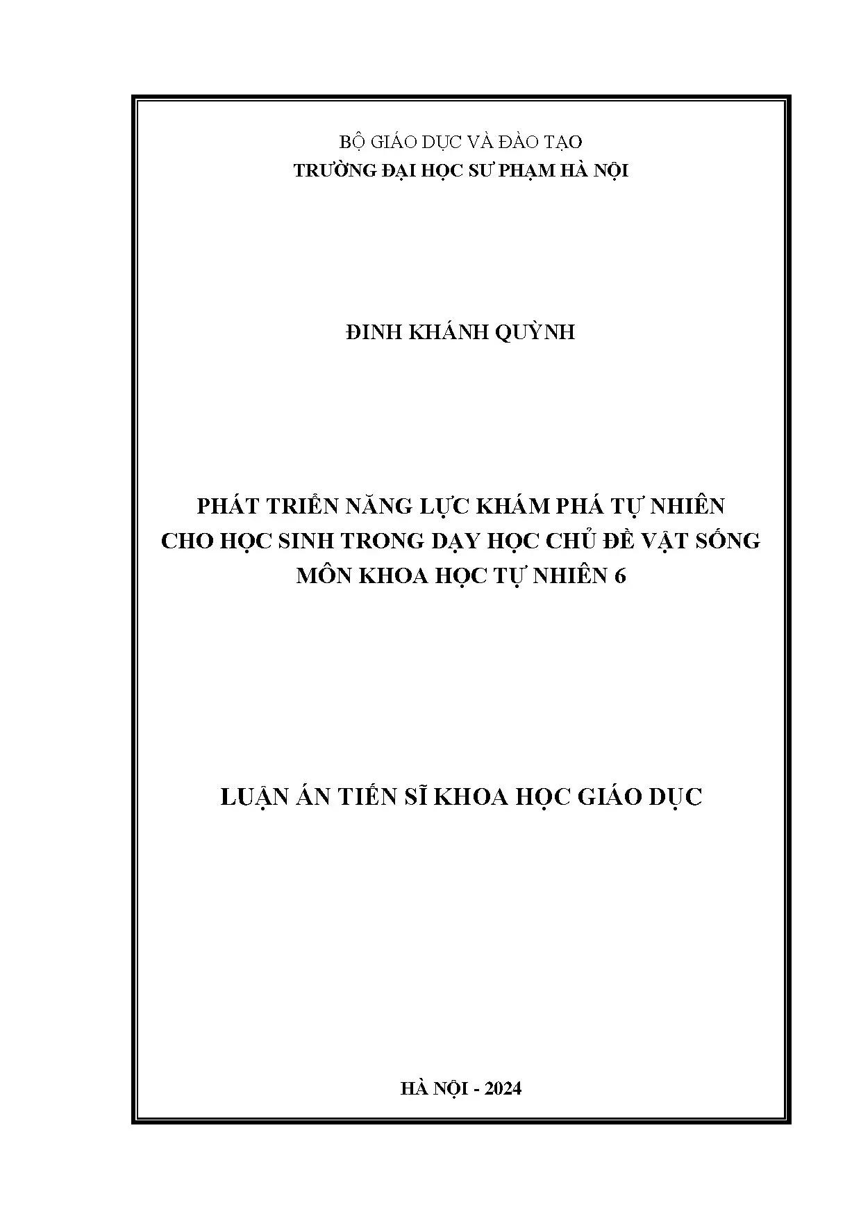 Luận án tiến sĩ phát triển năng lực khám phá tự nhiên cho họ