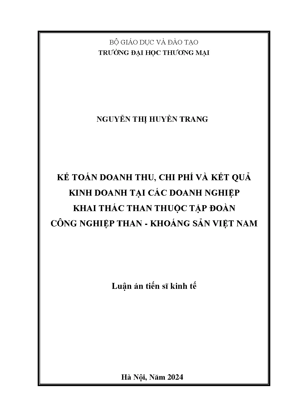 Kế toán doanh thu, chi phí khai thác than Việt Nam