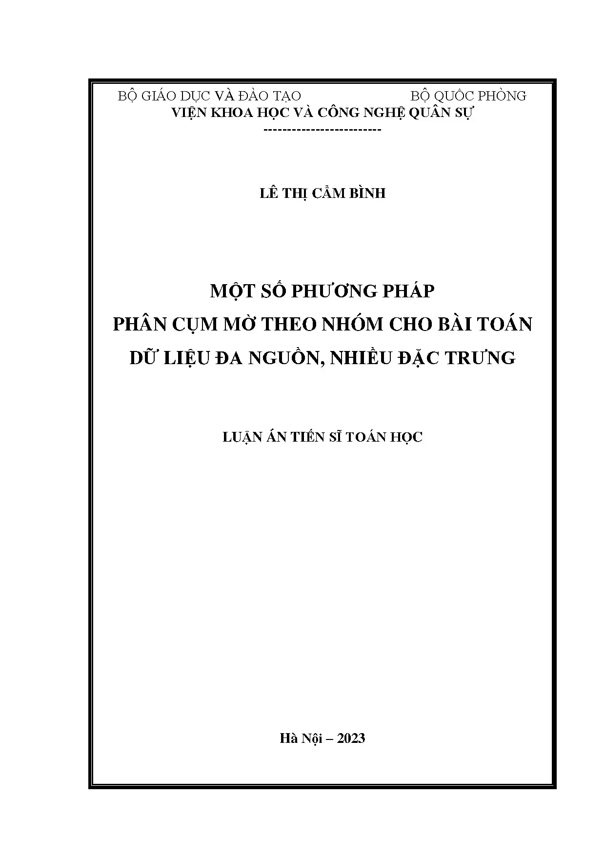 Phương pháp phân cụm mờ cho dữ liệu đa nguồn