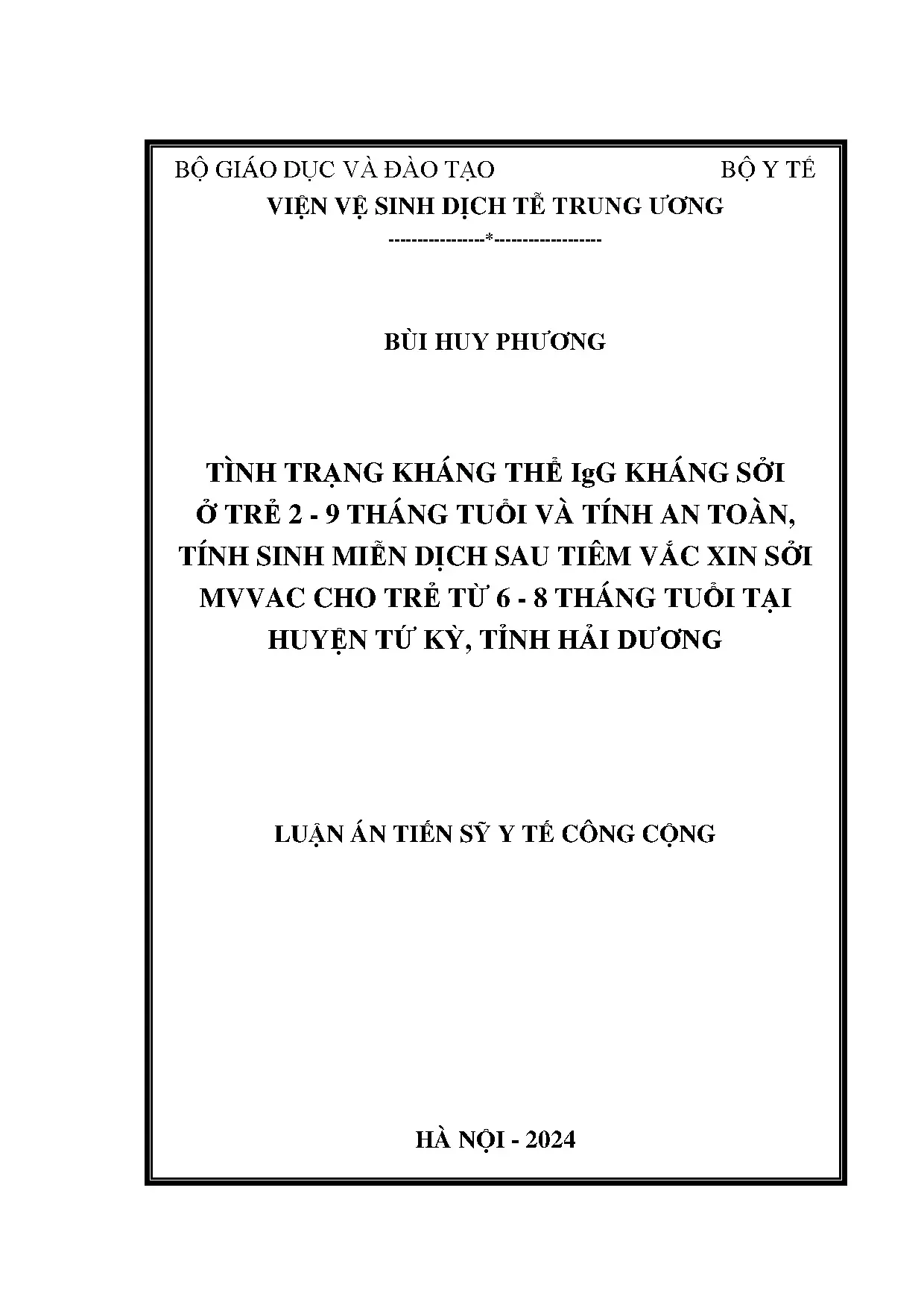 Luận án tiến sĩ tình trạng kháng thể igg kháng sởi ở trẻ 2 9