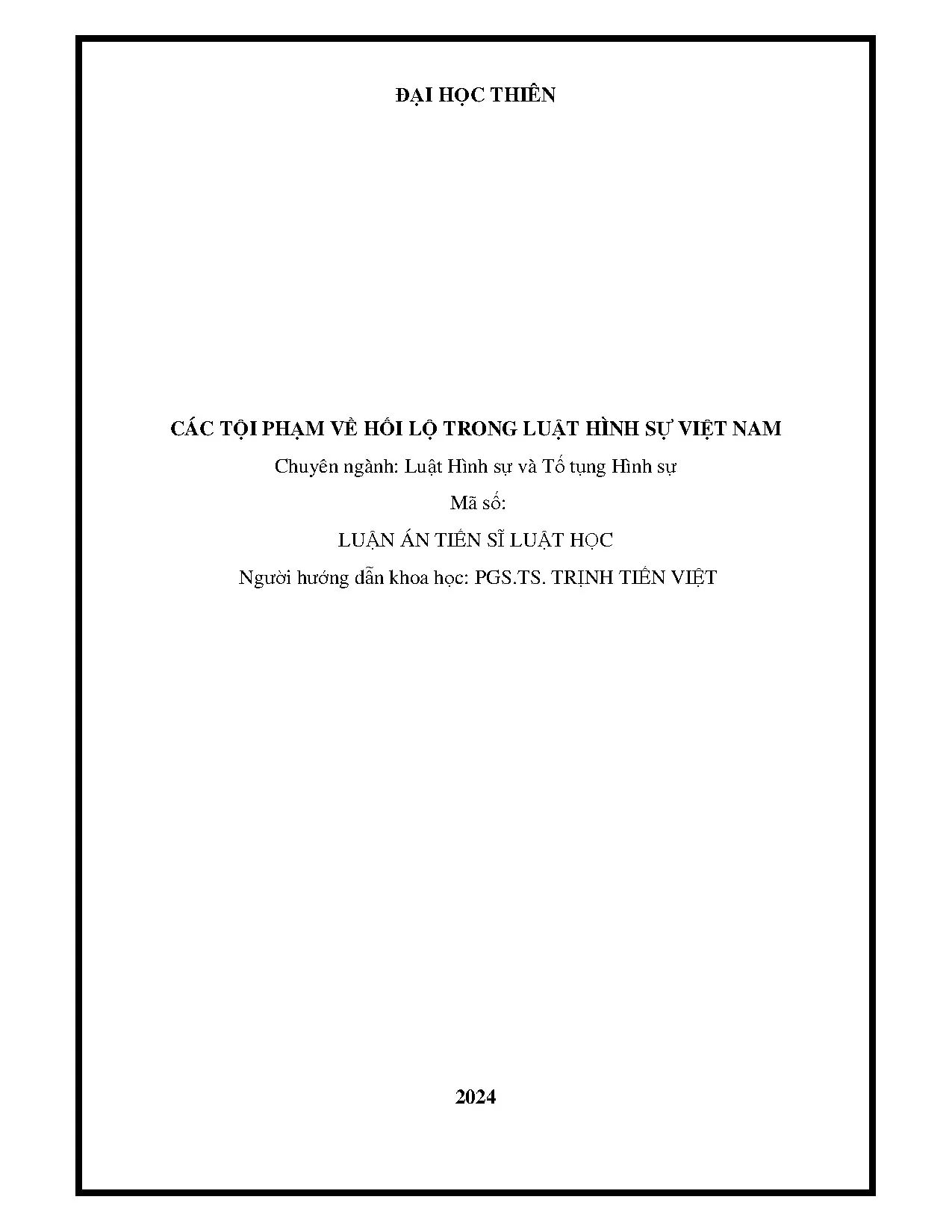 Tội phạm hối lộ trong luật hình sự Việt Nam