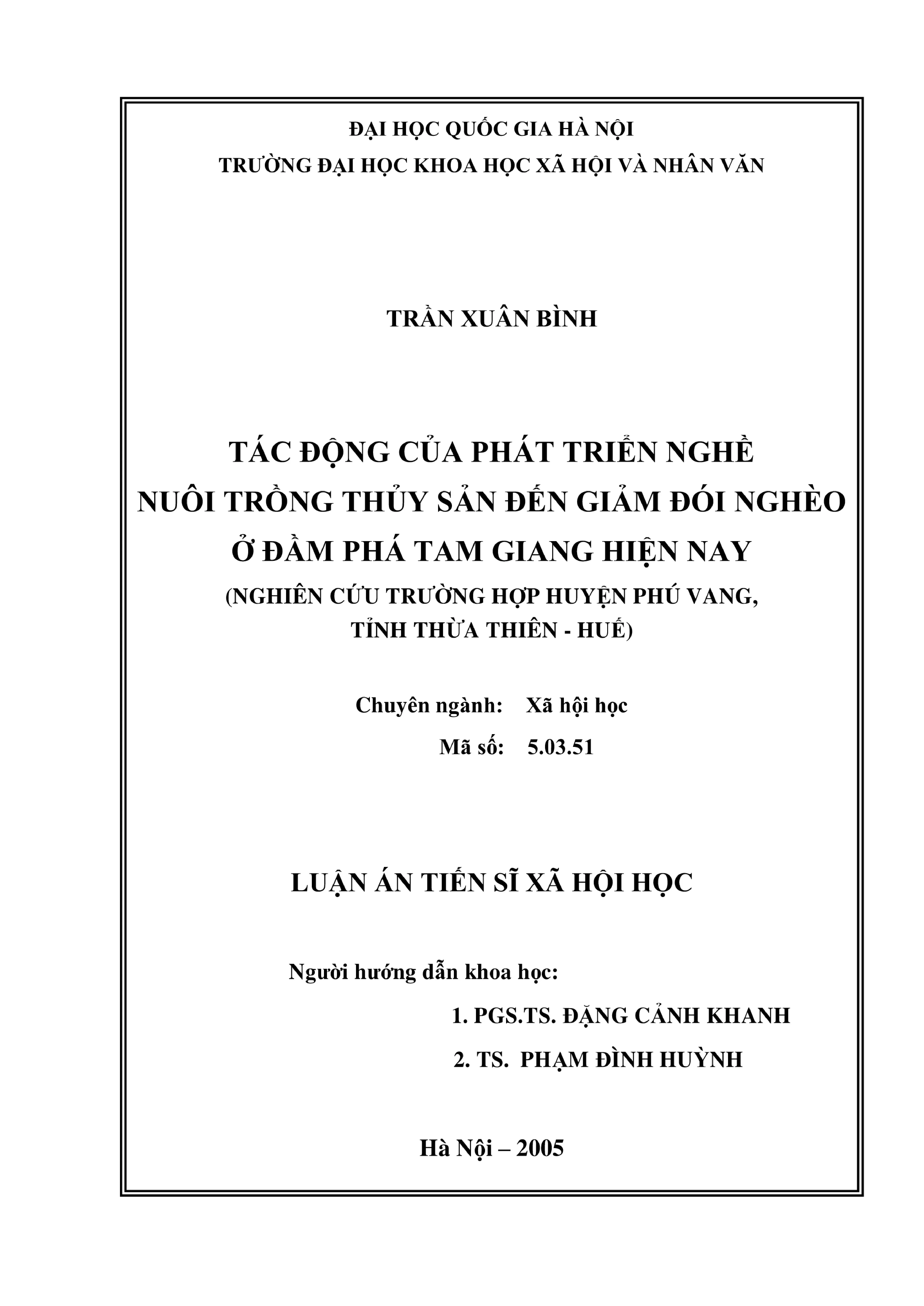 Tác động của nuôi trồng thủy sản đến giảm nghèo đầm phá Tam Giang