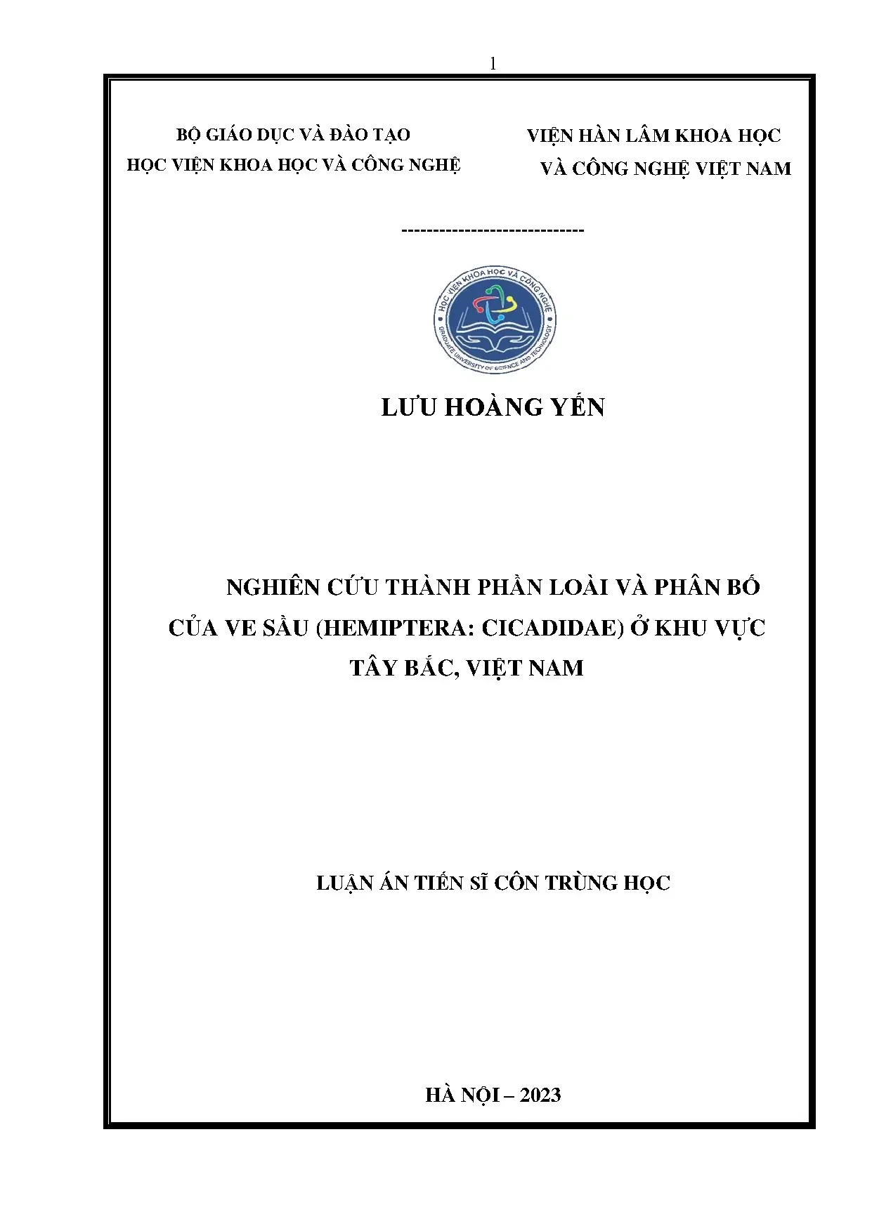 Nghiên cứu thành phần loài ve sầu Tây Bắc Việt Nam