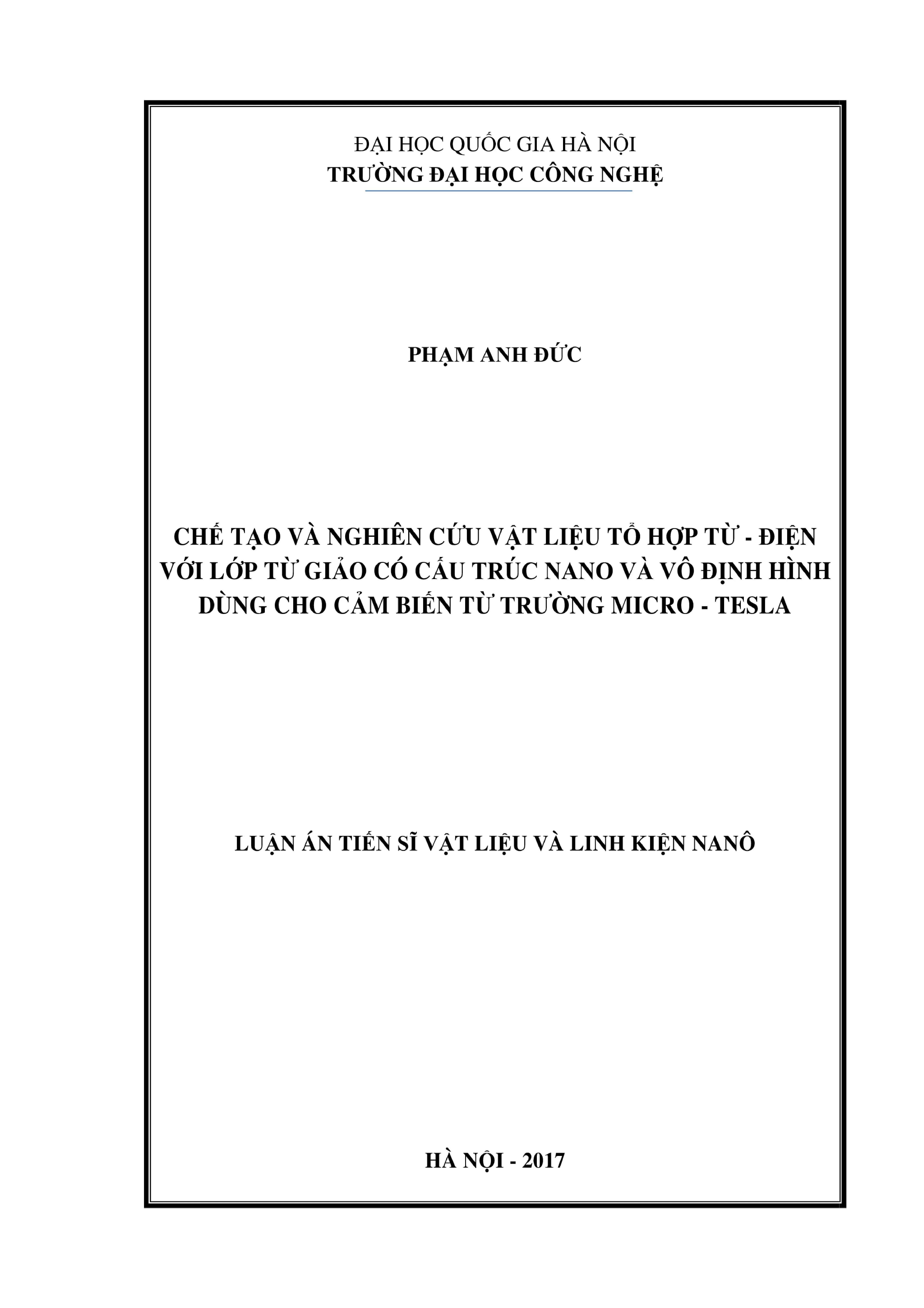 Nghiên cứu vật liệu tổ hợp từ điện cho cảm biến nano