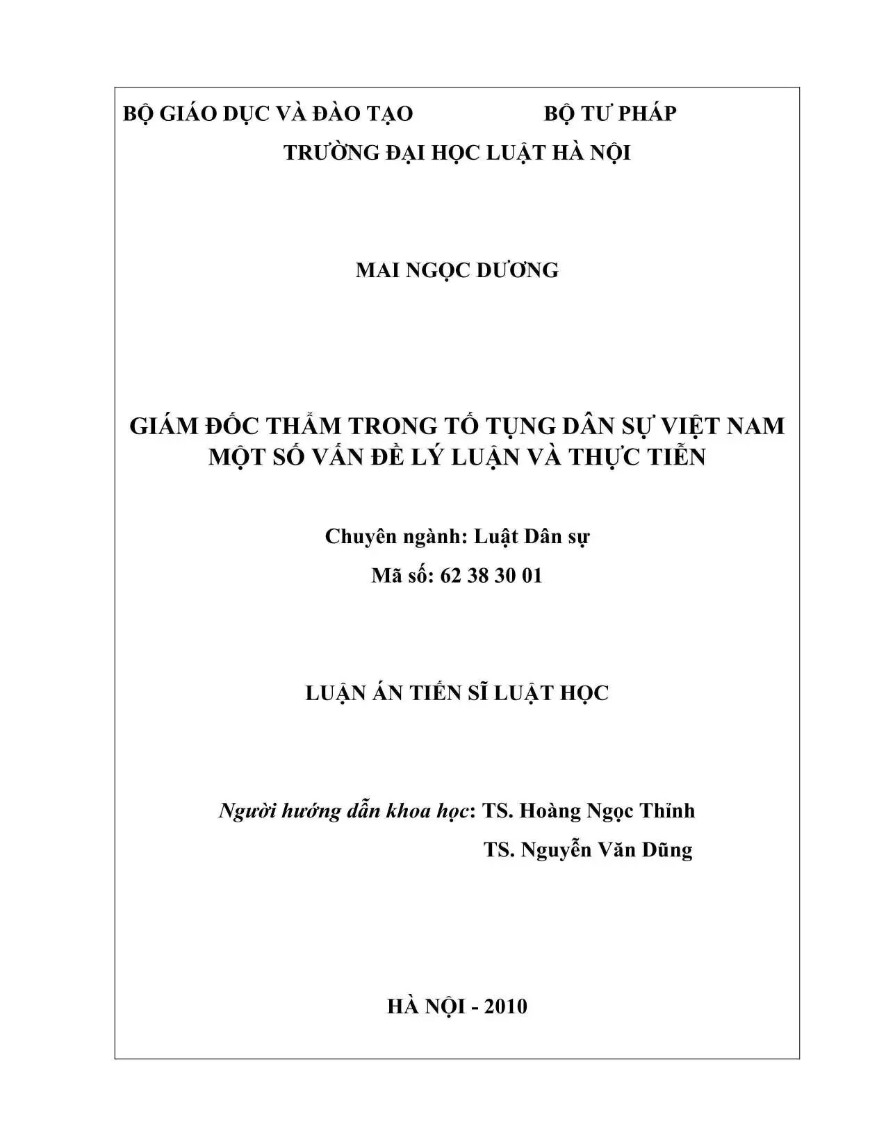 Luận án tiến sĩ luật học giám đốc thẩm trong tố tụng dân sự