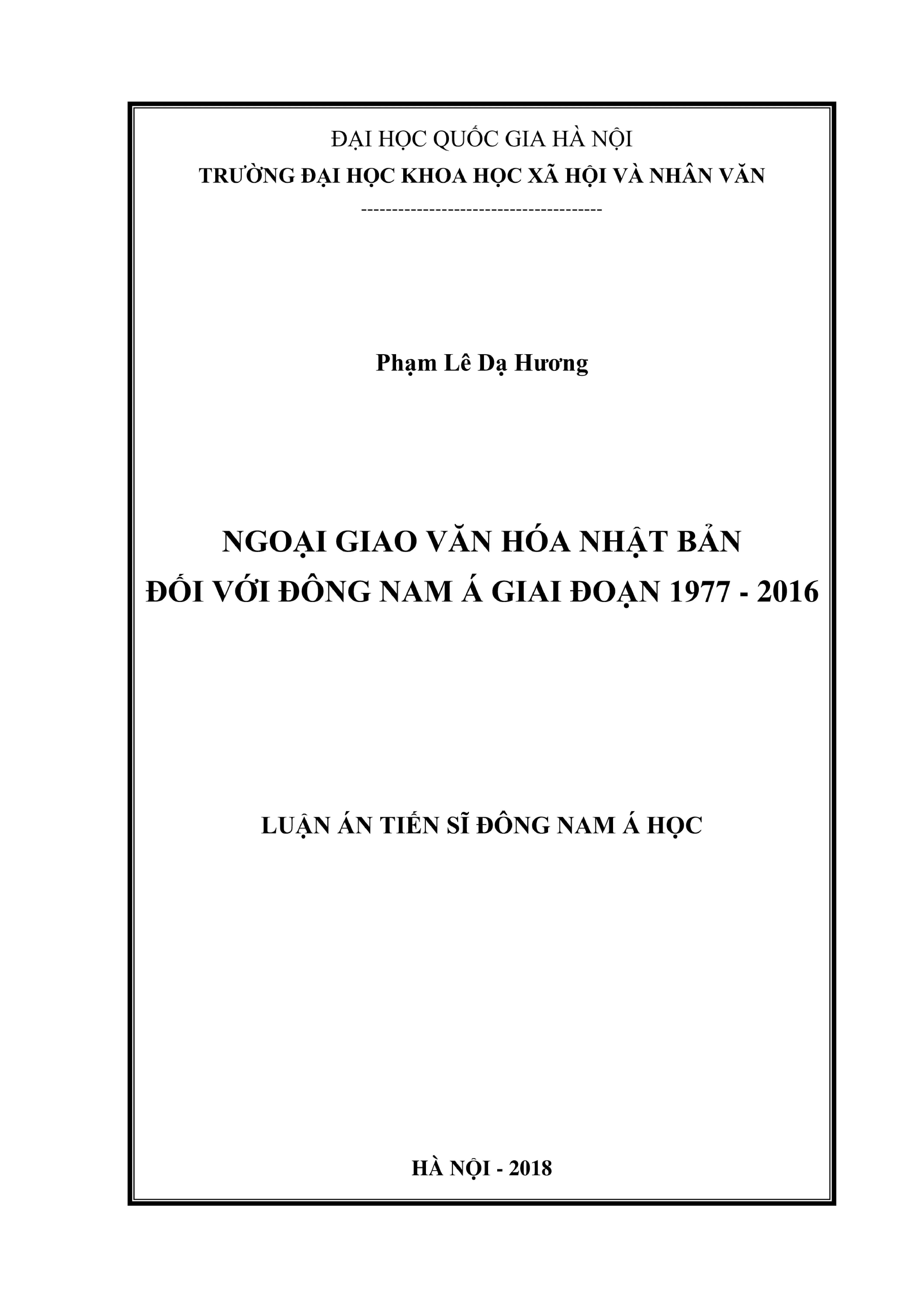 Luận án tiến sĩ đông nam á học ngoại giao văn hóa của nhật b
