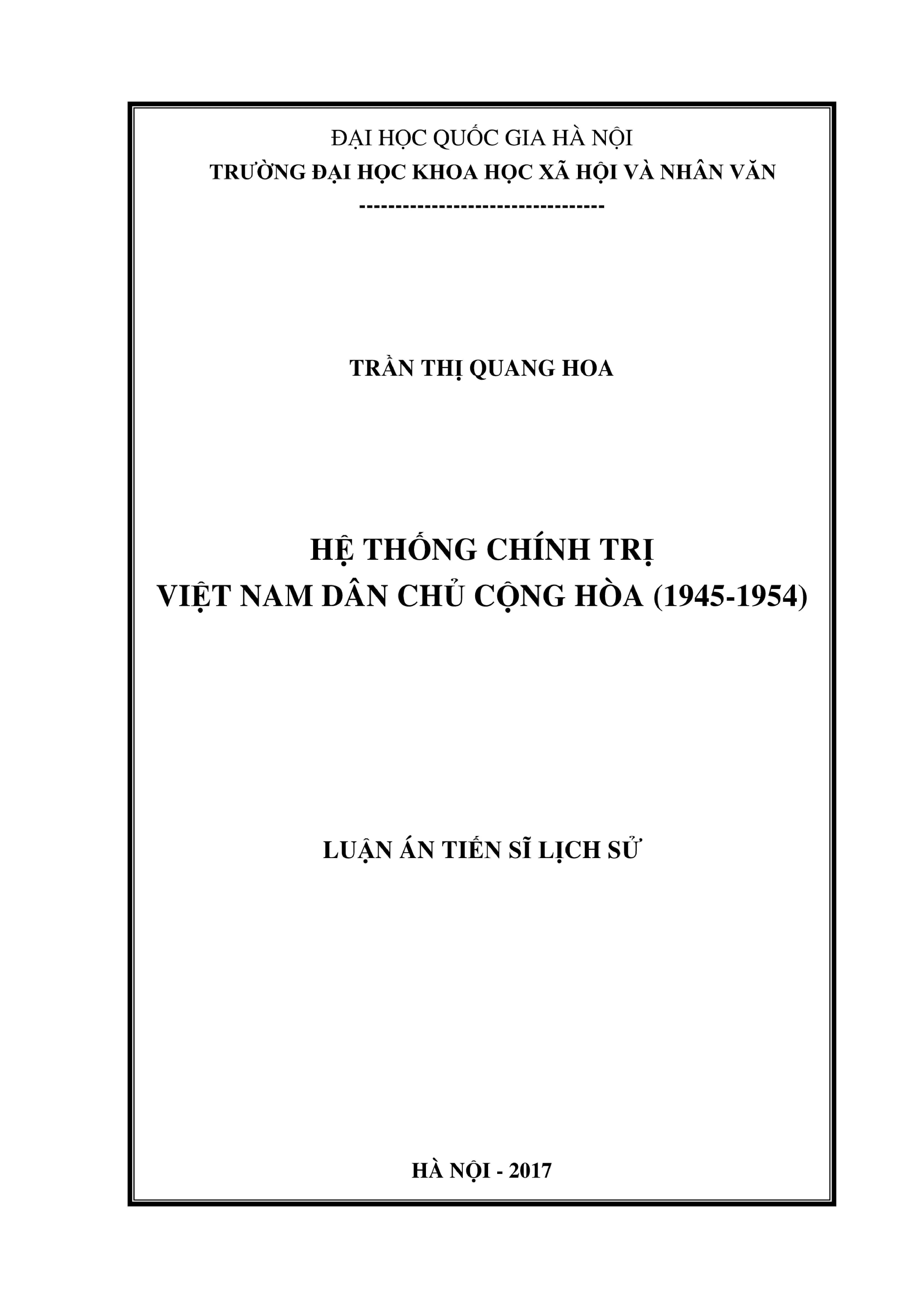 Luận án tiến sĩ lịch sử hệ thống chính trị việt nam dân chủ
