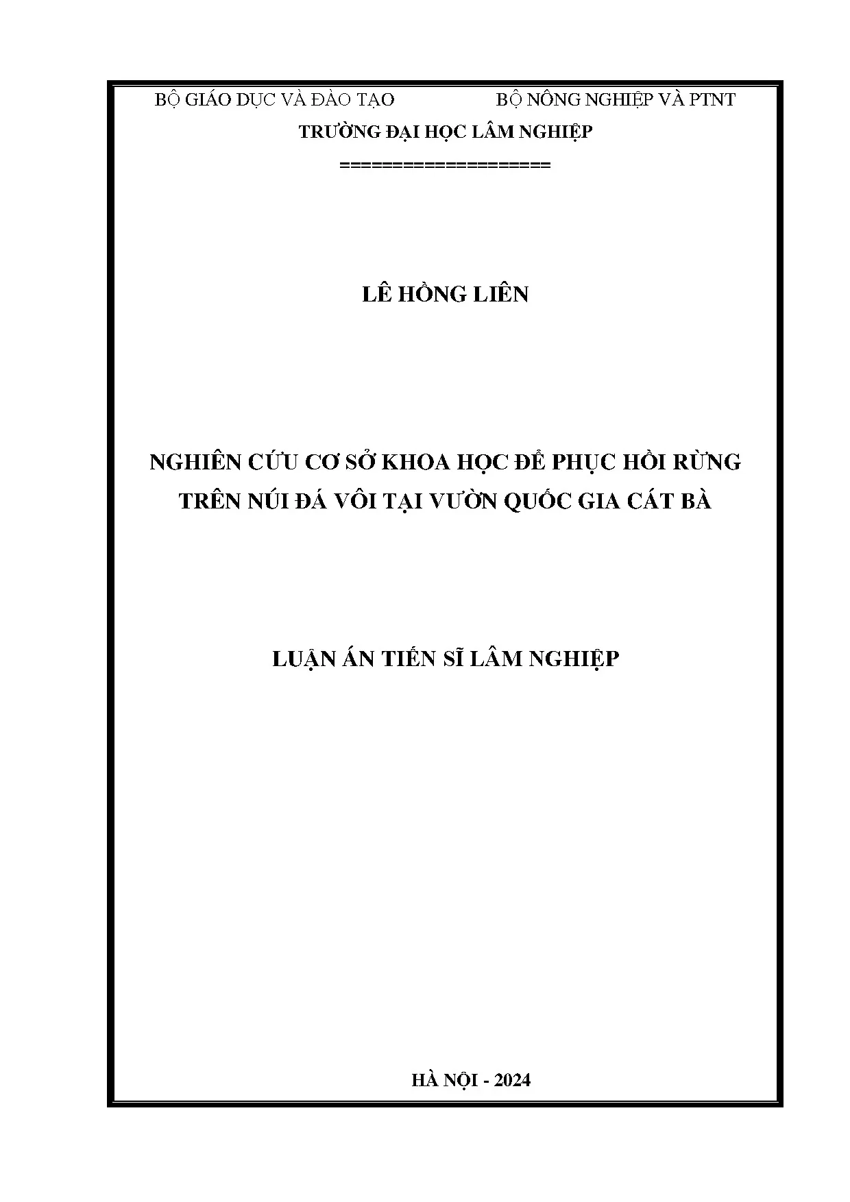 Luận án tiến sĩ nghiên cứu cơ sở khoa học để phục hồi rừng t
