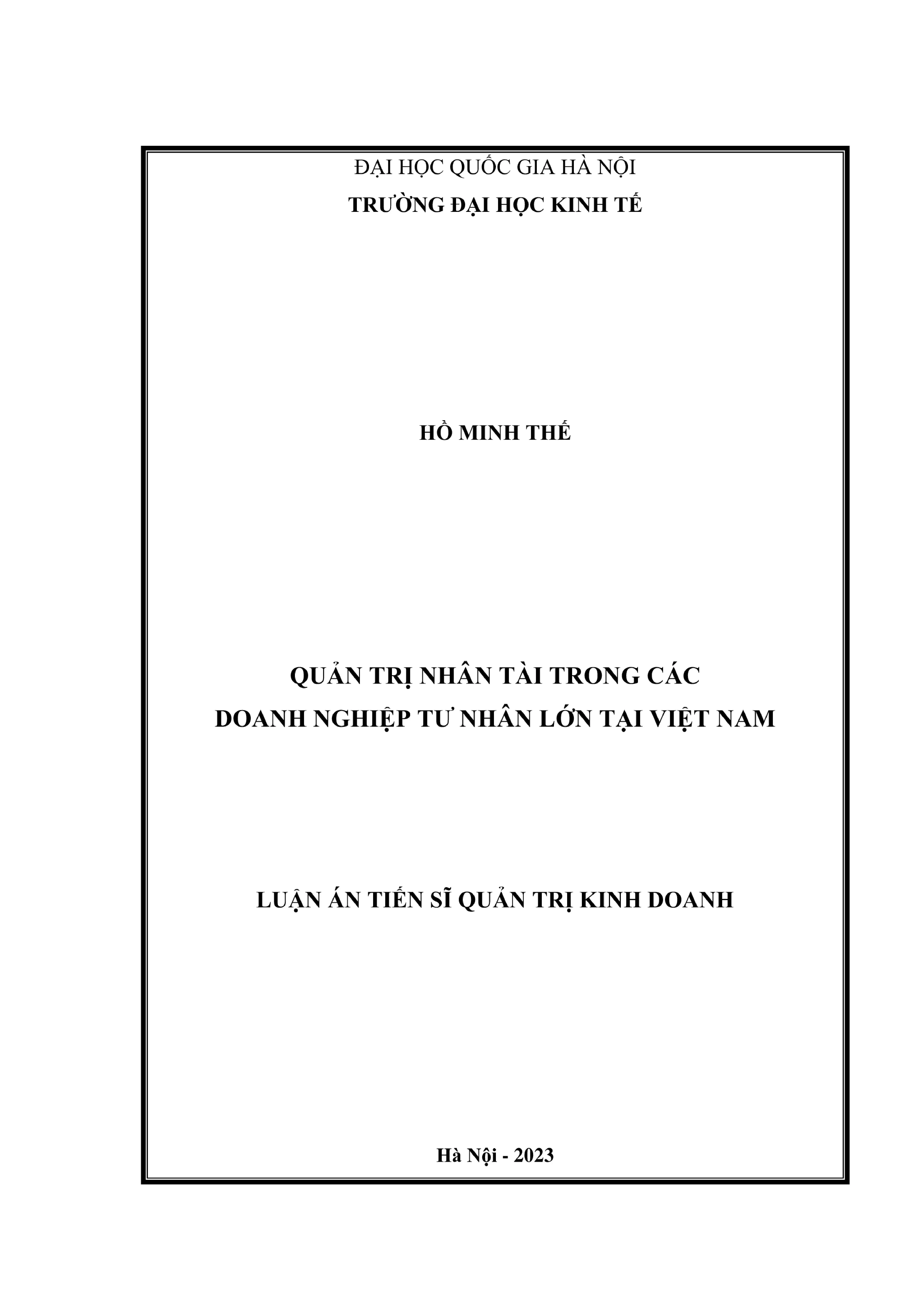 Quản trị nhân tài trong doanh nghiệp tư nhân lớn Việt Nam